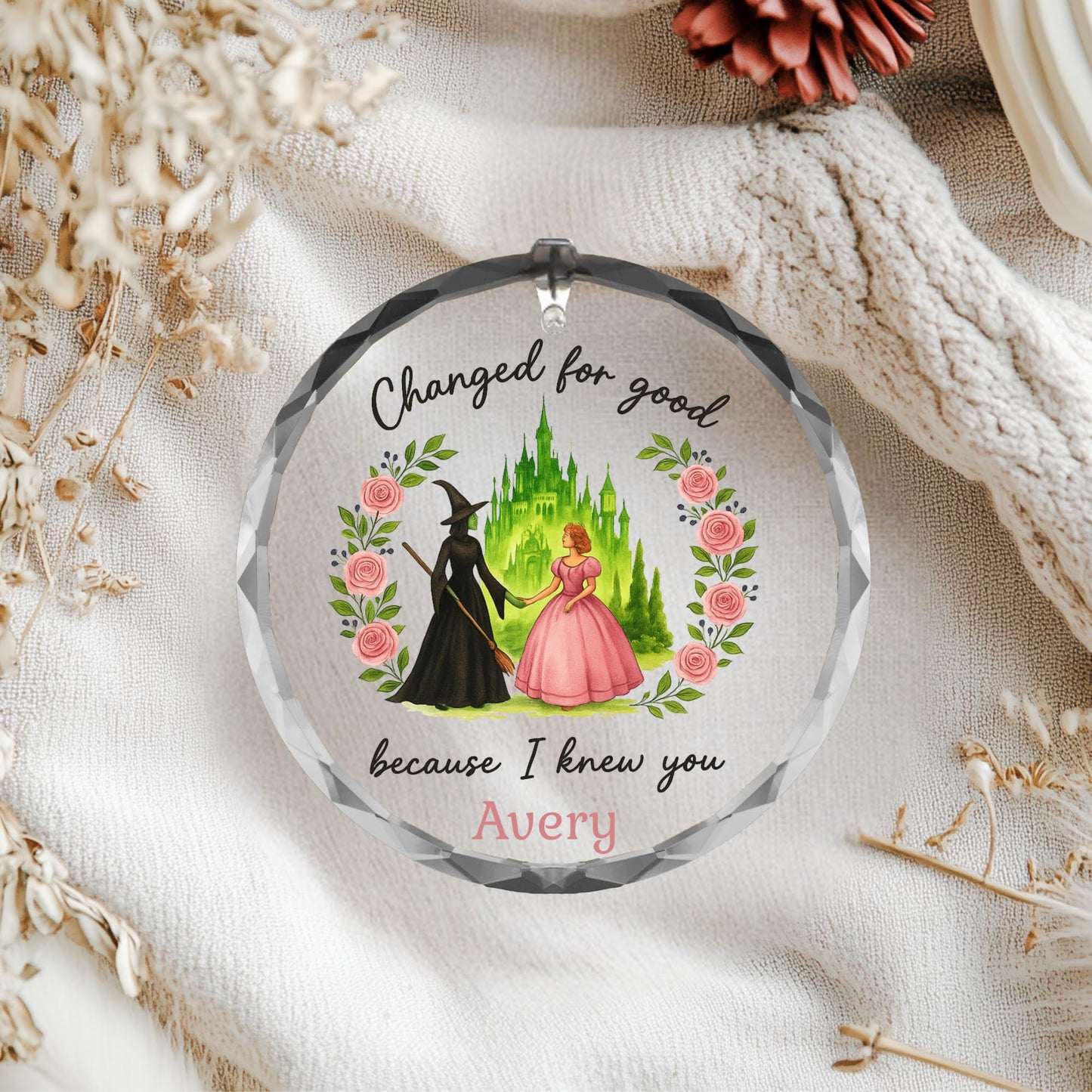 Wicked Ceramic and Glass Ornament, Broadway Musicals Ornament, Broadway Gifts for Fan, Wicked Christmas, Best Friends Merch, Xmas Teen Girl Gift (Ceramic 2 S, 1)