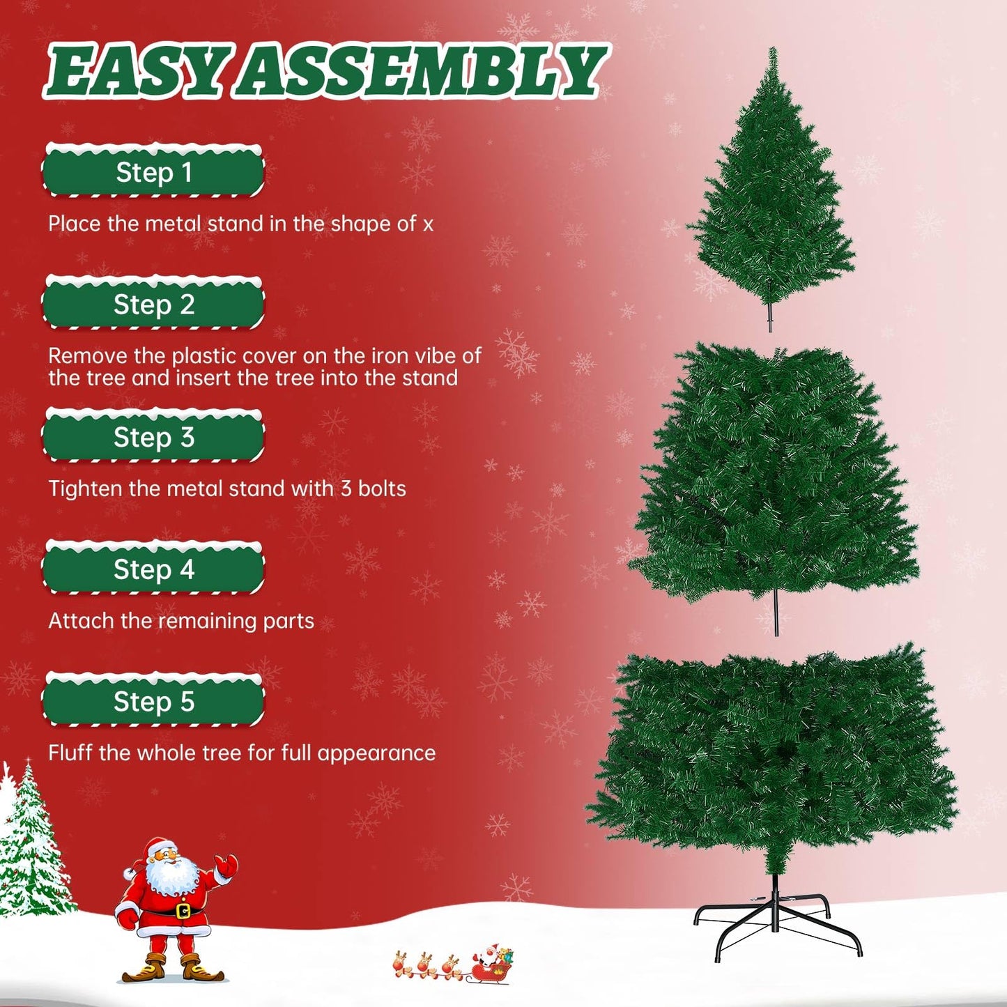 LEVELEVE Premium Pre-Lit 6FT Classic Artificial Holiday Christmas Tree w/1,000 Branch Tips,250 LED Lights for Home,Office,Party Decoration