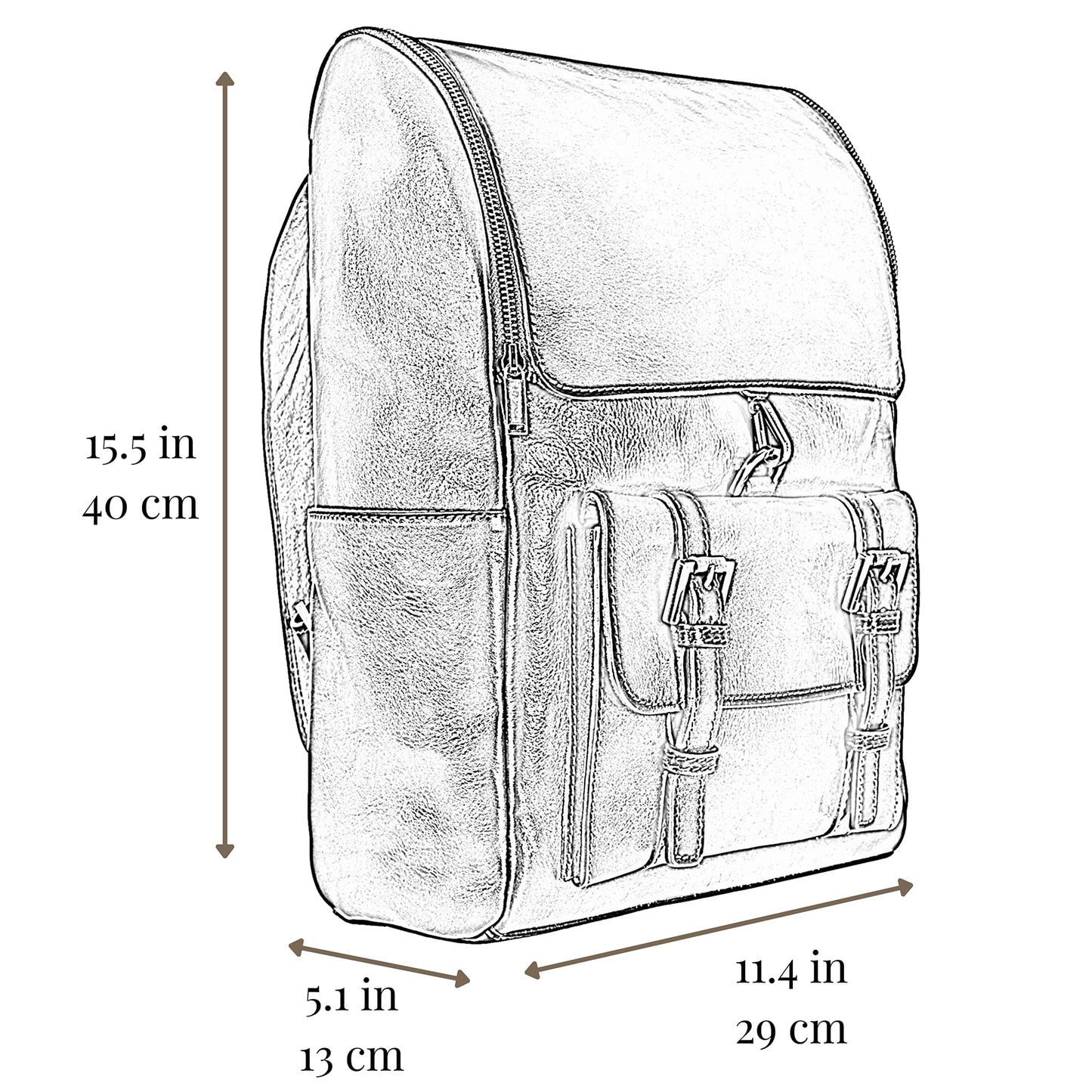 Time Resistance Leather Backpack - Laptop Travel Bag Rucksack up to 15” - Bag for Men and Women (Brown)