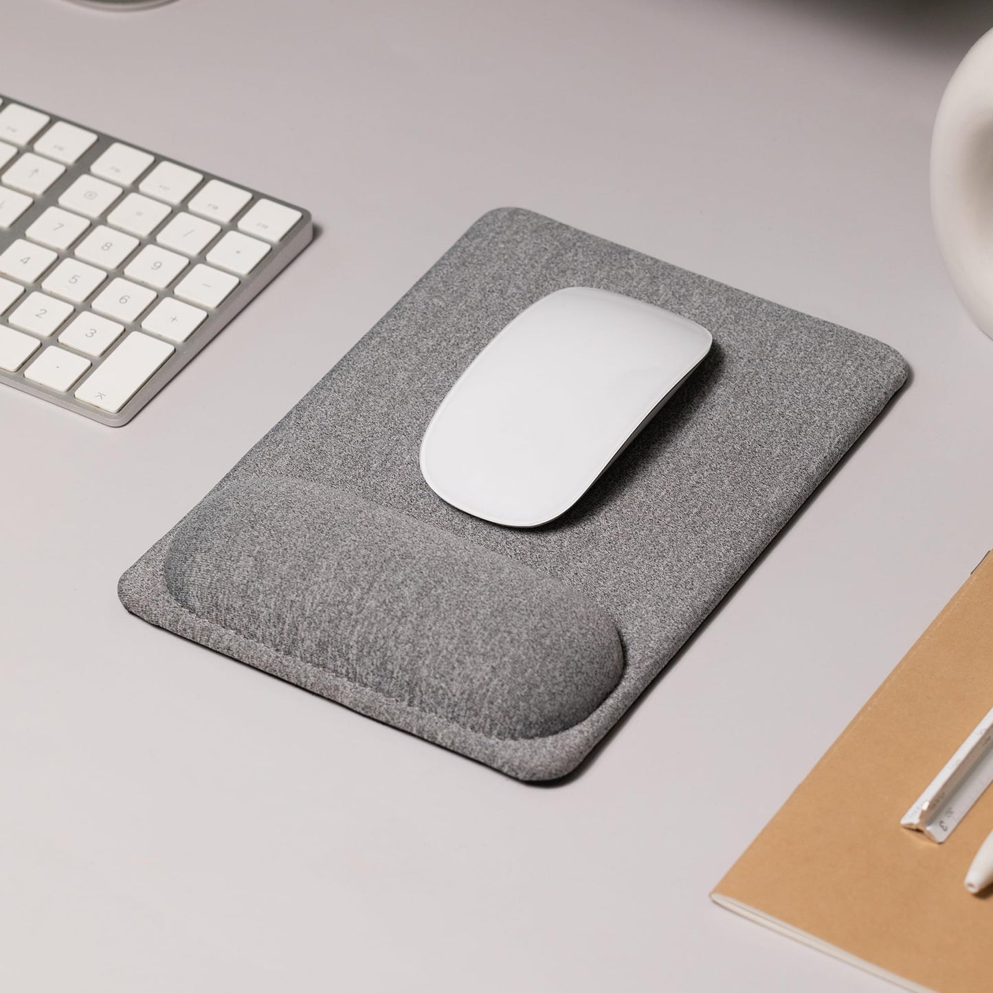 SenseAGE Compact Ergonomic Mouse Pad with Wrist Rest Support, Pain Relief, Non-Slip Base, Optimized Tracking Surface, Lightweight & Portable, Ideal for Office, Home & Travel, 8.9 x 6.1 in (Grey)