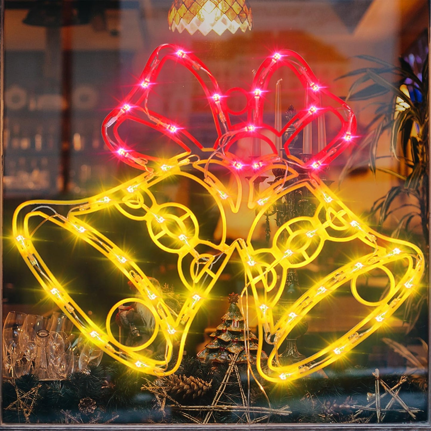 TRWYMZ 16" Christmas Window Silhouette Lights - 6 Pack Colour Lighted Bell, Angel, Candle, Nativity, Bethlehem Star, Reindeer for Holiday Indoor and Outdoor Wall Door Window Decorate