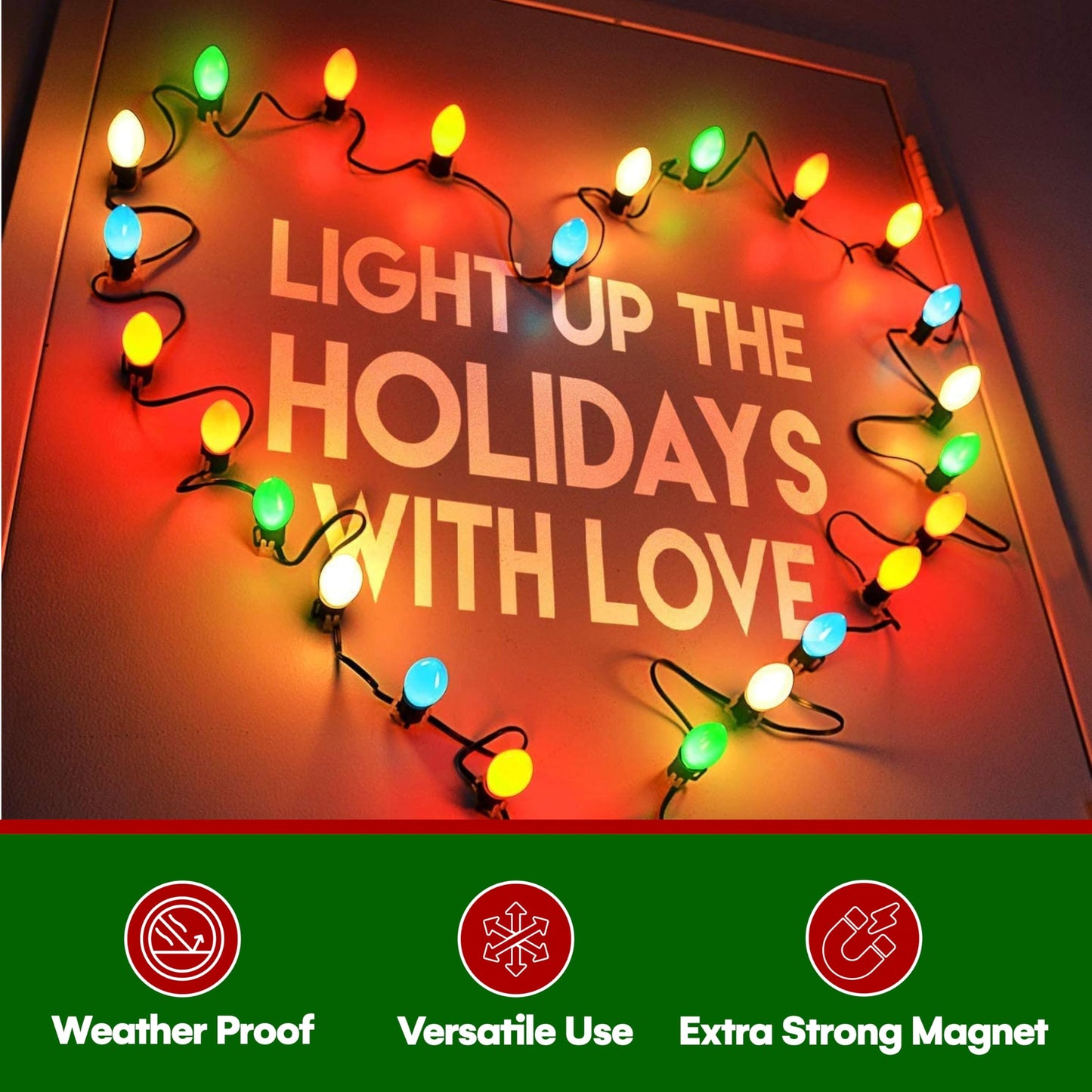 Signs Authority 100 Pack Extra Strong Magnetic Christmas Light Clips - Magnetic Hooks for Outdoor String Lights on Gutters, Fences, Roof - Shatterproof All-Weather Magnet Clips for Xmas Lights Outdoor