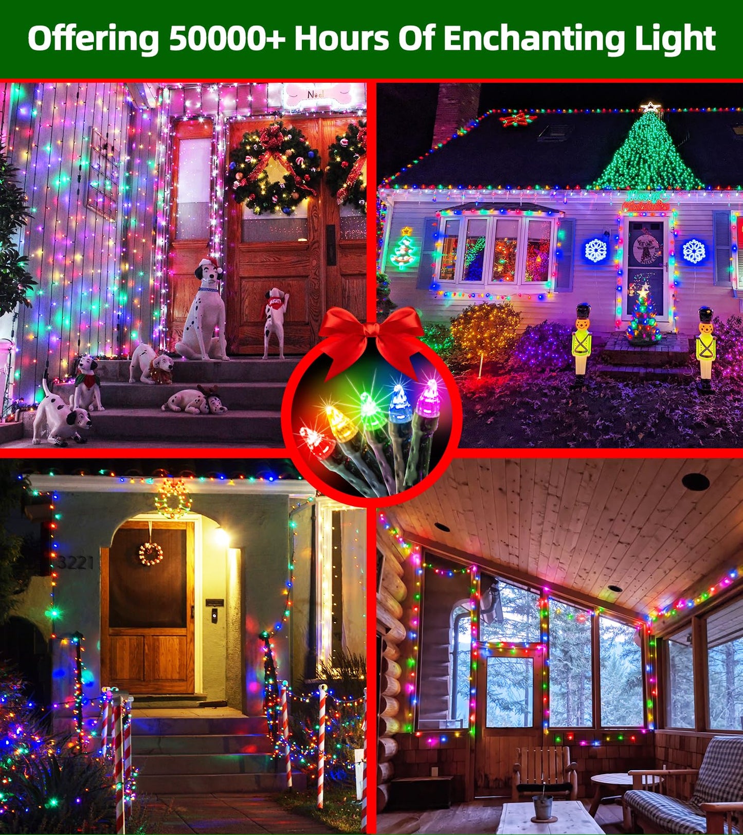 QUHUATU 750 LED 240FT Christmas Lights Outdoor,12 Lighting Modes Christmas String Lights with Timer, Dimmable Multicolor LED StringLights Waterproof for Yard Tree Wedding Party Holiday Multicolor