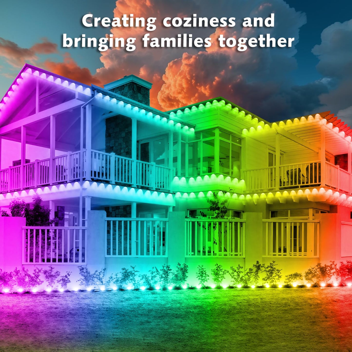 SINLEY 200FT Permanent Outdoor RGB Lights,Waterproof Smart LED Eaves Lights with App/Remote Control,for Christmas and All Holiday Decor,Daily and Accent Lighting,House Roof and Garden Lighting