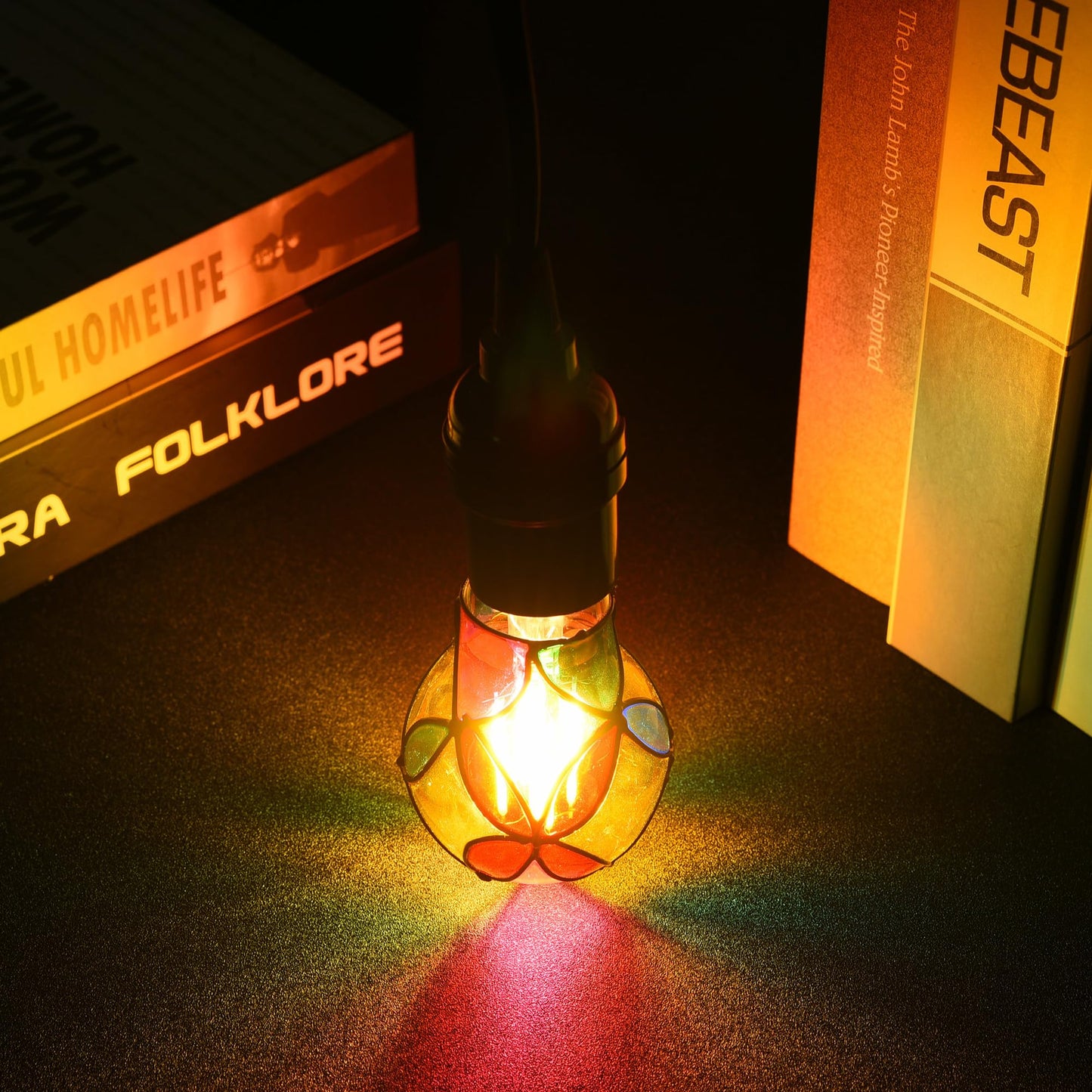 Kitmose 4 Pack Stained Glass Light Bulbs, LED Edison Light Bulb E26 3.5W Replacement Light Bulbs Tiffany Style for Bedroom Living Room Home Christmas Decoration