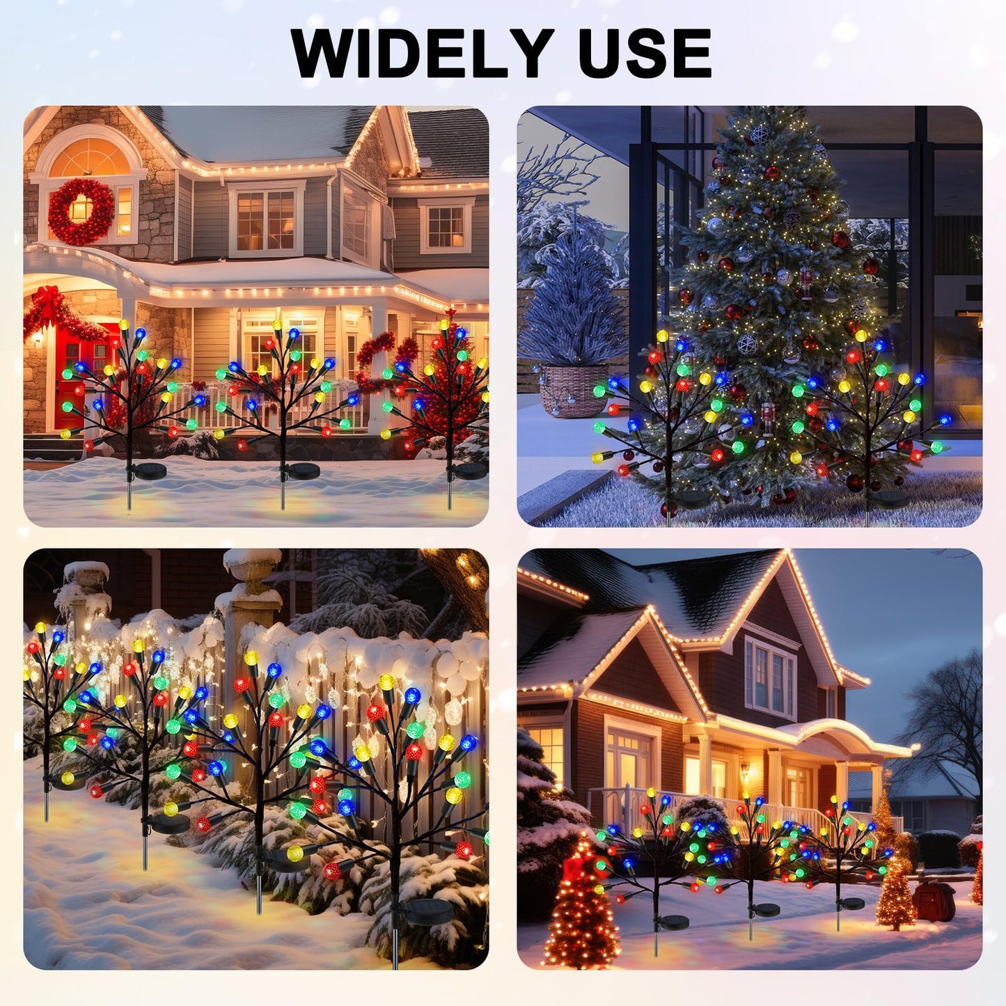 Glooglitter 2 Pcs 40 LED Christmas Solar Pathway Lights Outdoor Decoration 28" Christmas Yard Stake Light Waterproof Solar Xmas Decoration 8 Modes Pineapple Ball Tree for Walkway Path Garden Patio