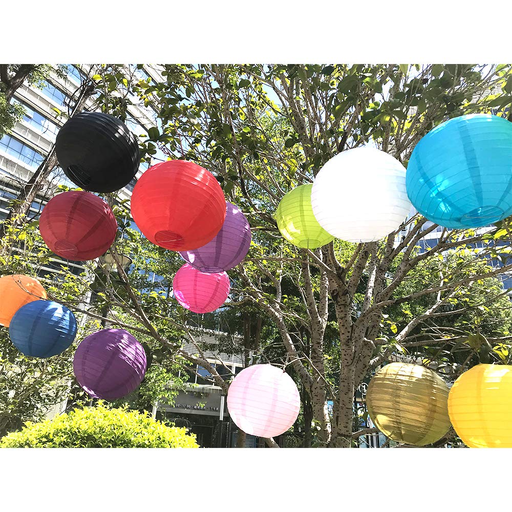 BEISHIDA Black Round Paper Lanterns Decorative Hanging Asia Chinese Japanese Paper Lanterns Lamp for Birthday Wedding Halloween Home Decor Party Decoration(10 Packs)
