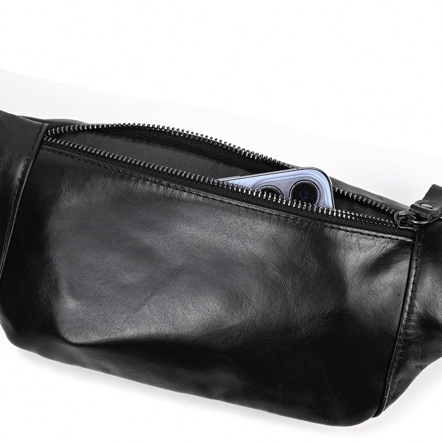 Genuine Leather Fanny Pack for Women & Men, Crossbody Waist Pack with Adjustable Strap, Hiking Hip Bum Belt for Travel, Hiking, Running