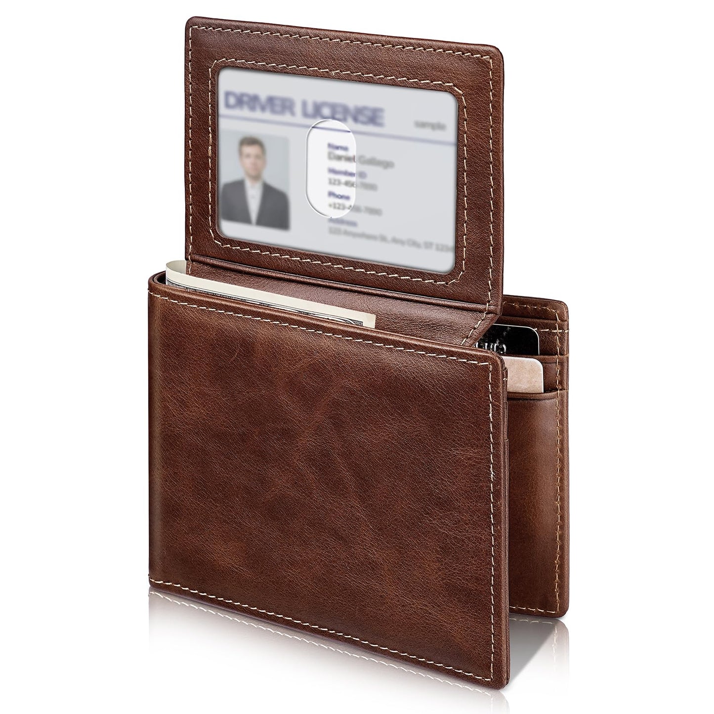 Artpaxy Mens Wallet Bifold Genuine Leather RFID Blocking Wallet for Men with 2 ID Windows 12 Card Holders 2 cash pockets 1 Gift Box