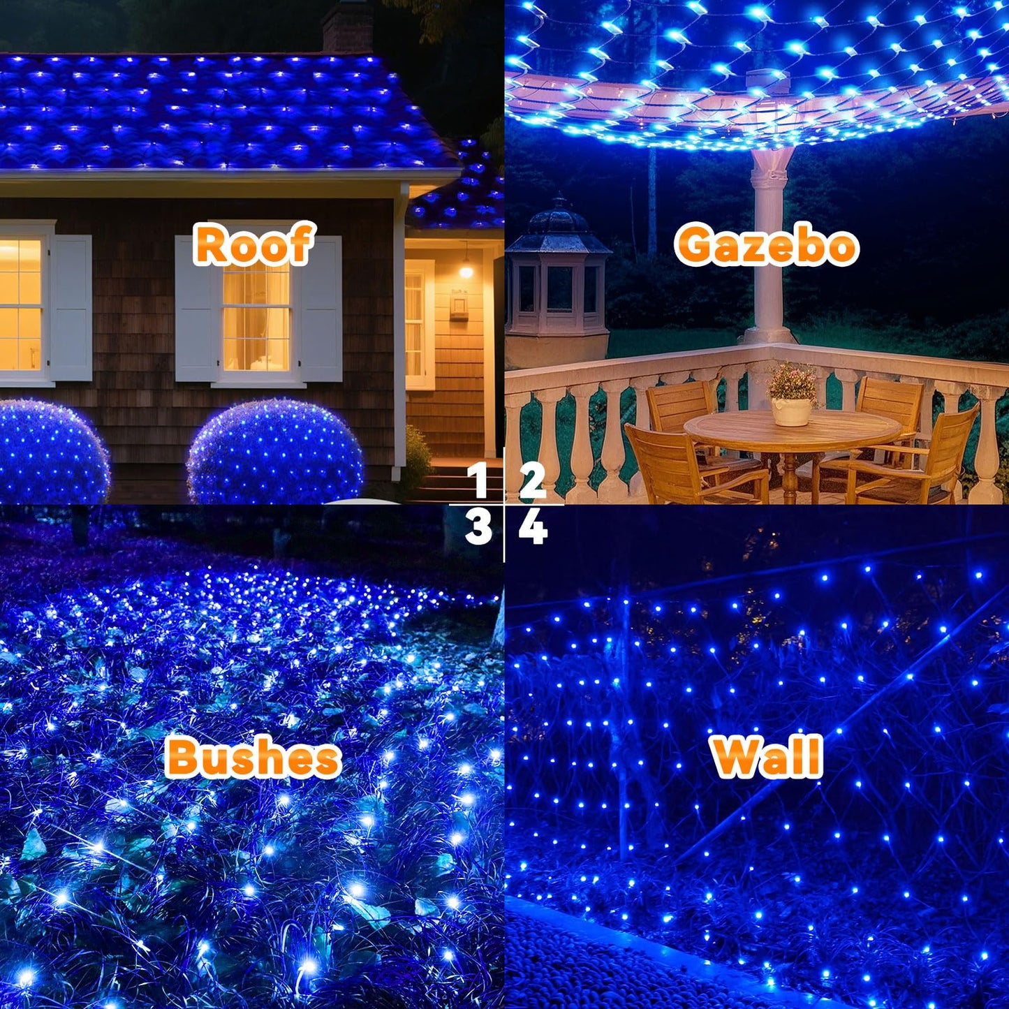 LitHome 21FT x 5FT Christmas Net Lights Outdoor Mesh Lights, 360 LED Christmas Blue Net Light for Bushes Connectable, 8 Modes Giant Mesh Light Waterproof Green Wire for 4th of July Tree Garden Decor