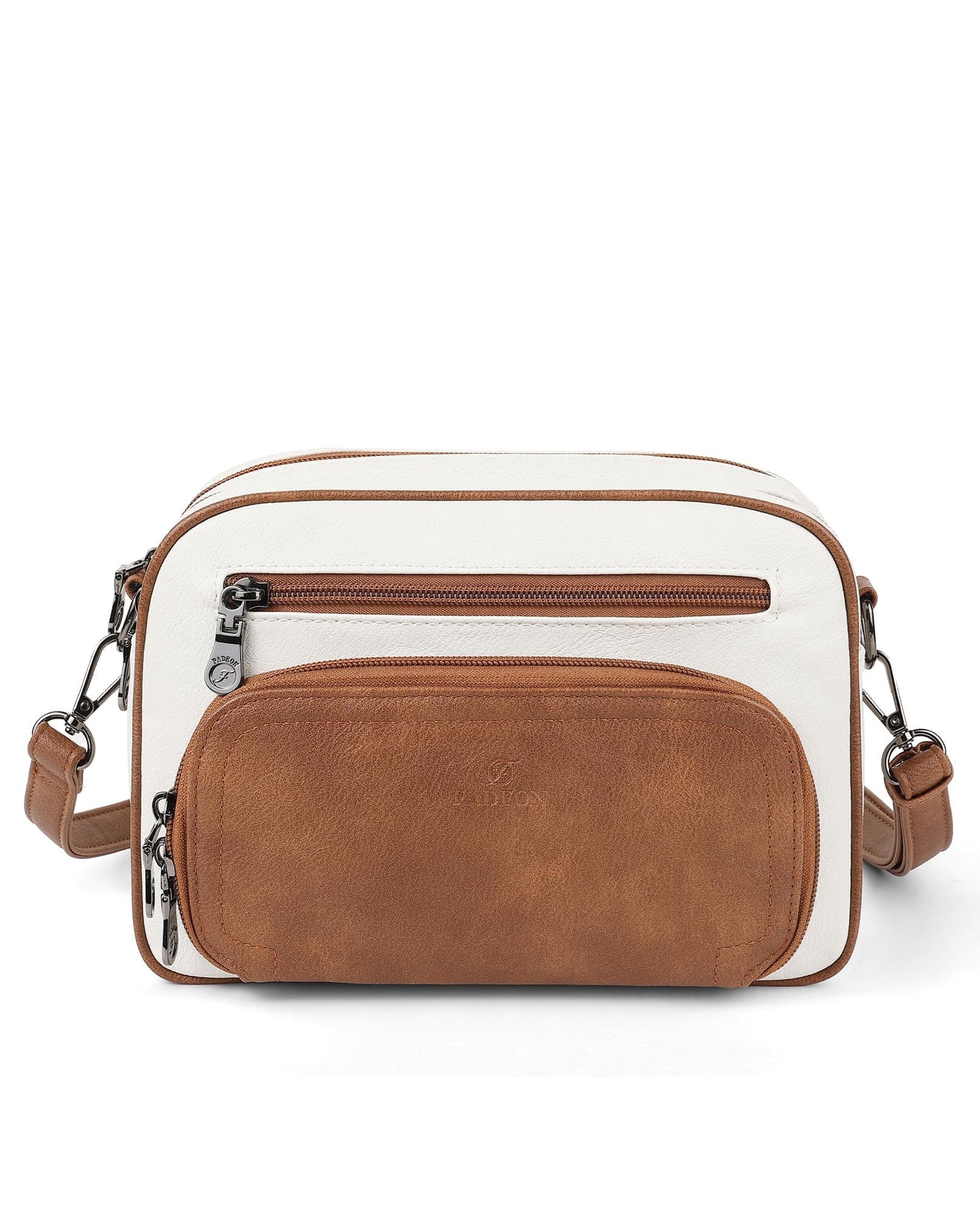 FADEON Crossbody Bags for Women Multi-pocket Leather Crossbody Purses, Designer Shoulder Bag Adjustable Removable Strap