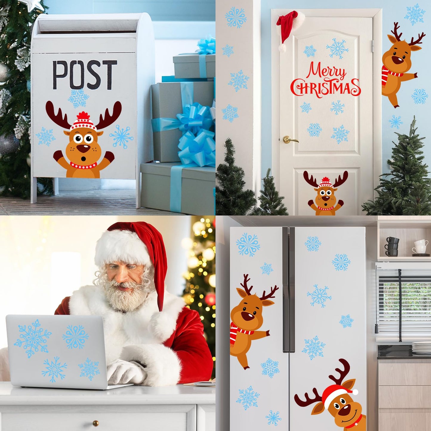 FYSUIMU 21 Pcs Merry Christmas Garage Magnets Decoration Xmas Reindeer Snowflake Garage Door Decals Cartoon Magnetic Refrigerator Stickers for Winter Holiday Party Home Car