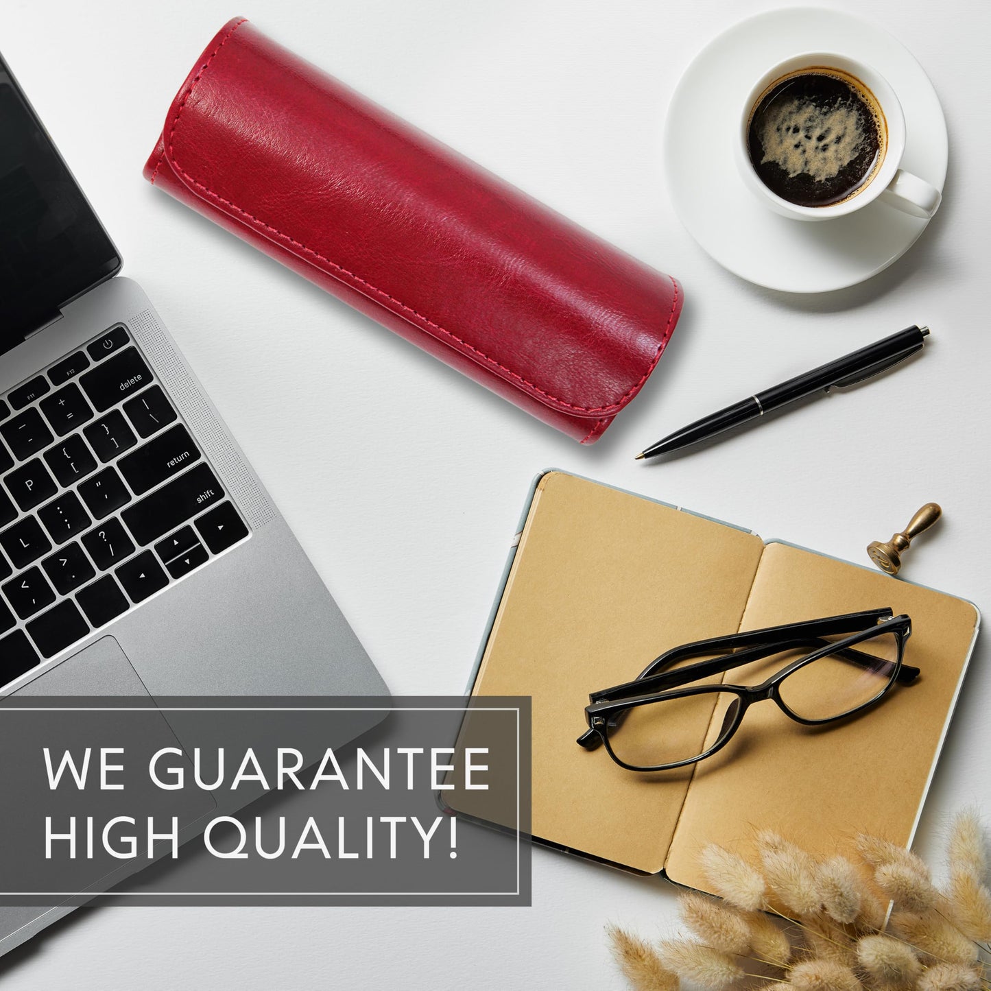 Orsus Burgundy Hard Reading Glasses Case for Women, PU Leather Eyeglass Case with Magnetic Closure & Felt Lining B10RD
