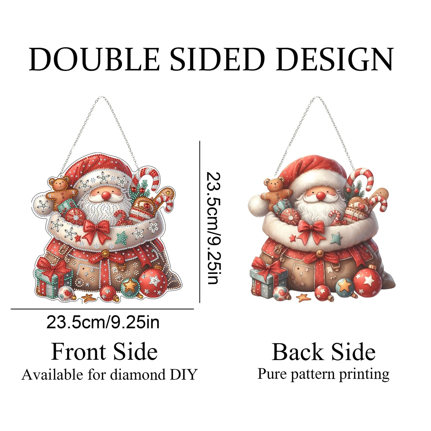DIY Acrylic Diamond Art Painting Wreath Kits Special Shaped Rhinestone 5D Diamond Art Window Pendants Home Garden Wall Hanging Kits Hanging Ornament (Father Christmas)