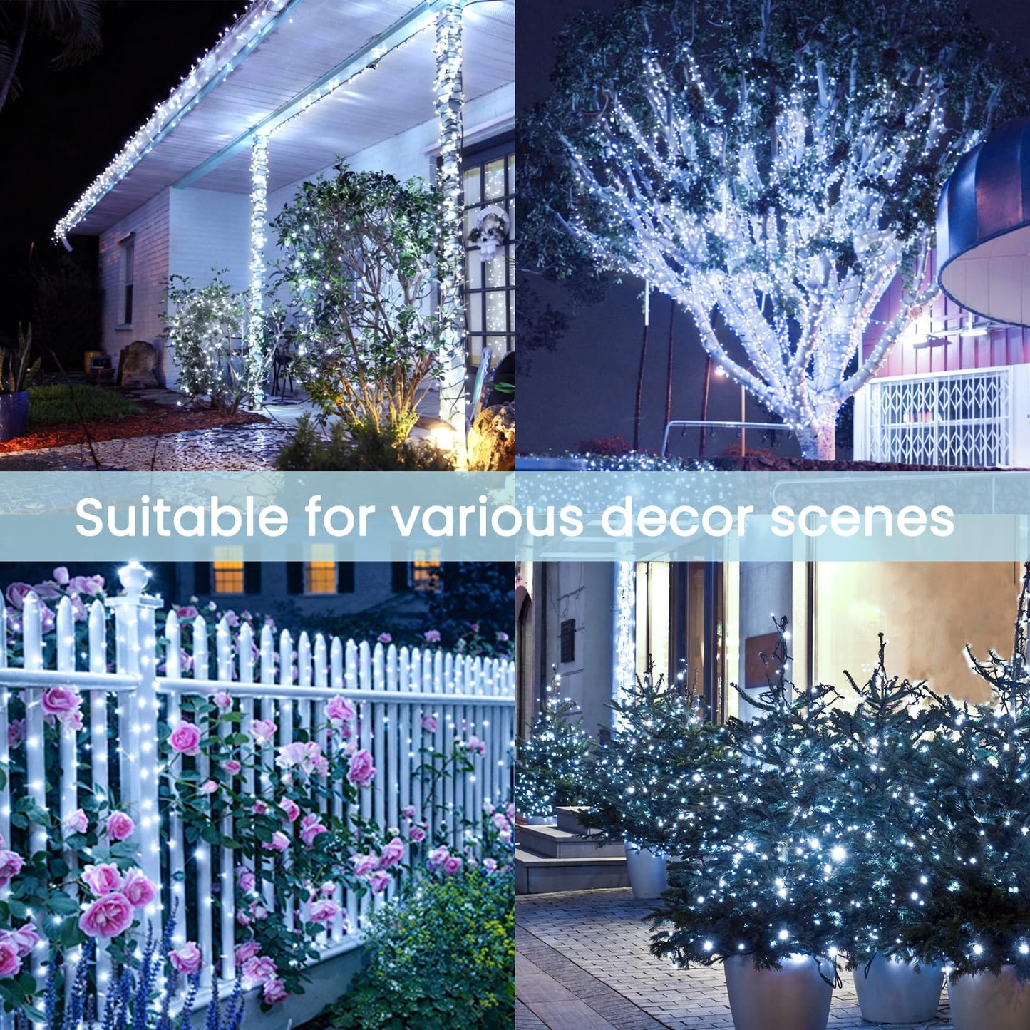 Extra-Long 144FT Solar String Lights Outdoor, 2 Pack 400LED Solar Fairy Lights for Outside Waterproof, Silver Wire 8 Lighting Modes Solar Twinkle Lights for Tree Garden Party Xmas Decor (Cool White)