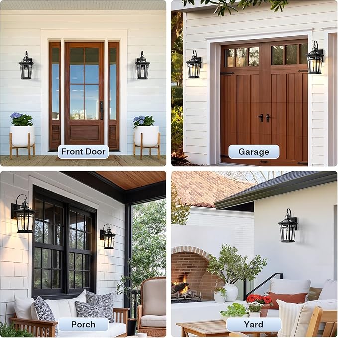 VIANIS Motion Sensor Outdoor Light fixtures Wall Mount, Large Anti-Rust Aluminum Outdoor Lantern, Black Waterproof Outside Wall Sconce for House, Modern Dusk to Dawn Exterior Lighting for Garage