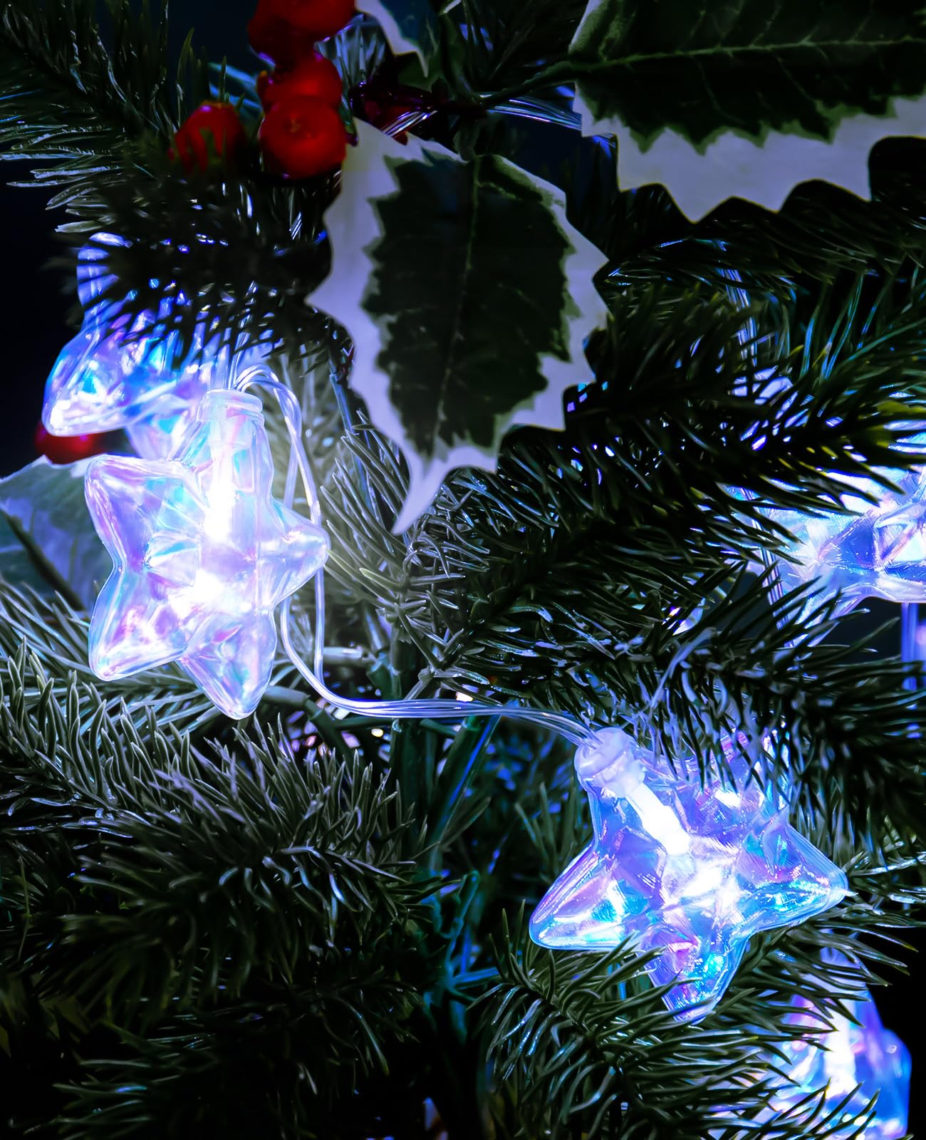 AceList 20 LED Star String Lights, 10ft Iridescent Star Lights with Remote, IP44 Waterproof, 8 Modes USB or Battery Operated Fairy Lights for Bedroom, Christmas, Party Decor (White)