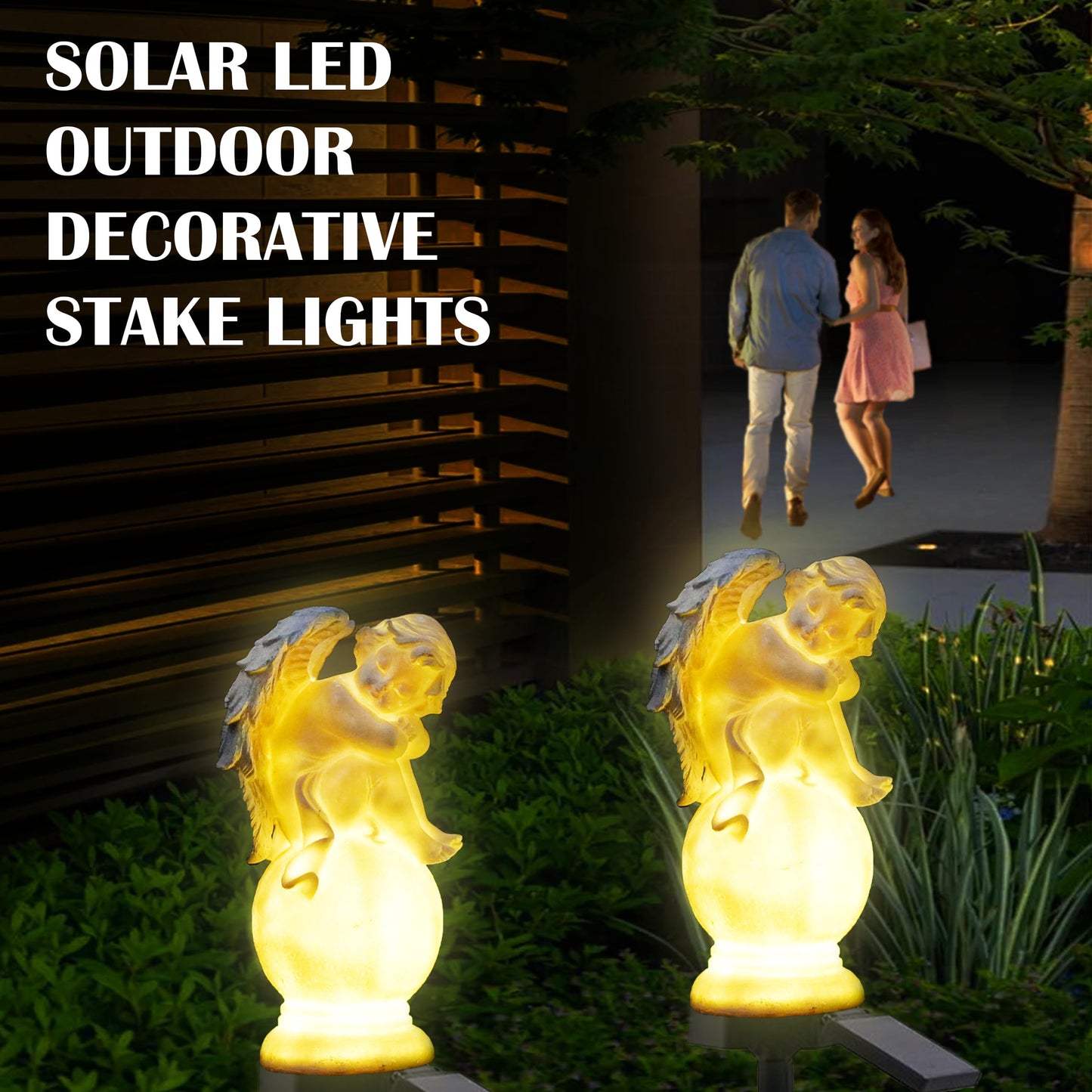 LEAHPENG Solar Angel Garden Lights - Outdoor Decorative Stake Light Waterproof for Yard Patio Pathway Lawn Ornaments Garden Christmas Decorations Angel Gifts