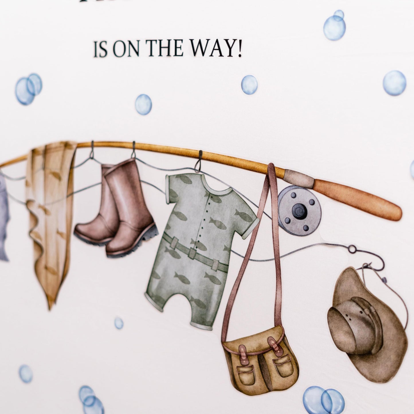 Capiont A Little Fisherman is on The Way Decal -Fishing Baby Shower Decorations,Gone Fishing Baby Shower Party Balloon Arch Stickers for Boys