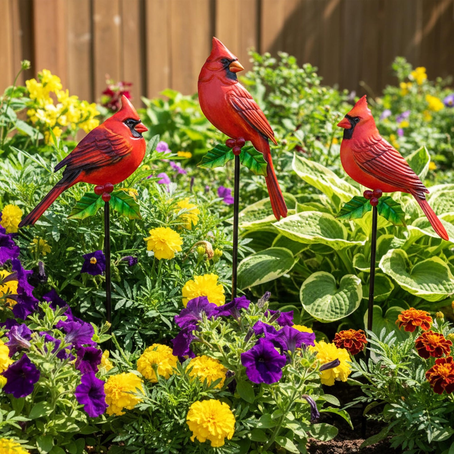 BVLFOOK 3PCS Cardinal Bird Yard Outdoor Decoration Stakes, Grandmas Garden Statue Home Yard Decoration Signs with Stakes, Personalized Unique Funny Gifts, Lawn Ornaments Home Decor