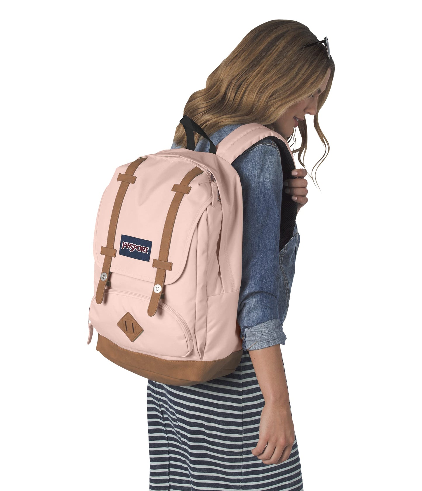 JanSport Cortlandt Laptop Backpack, Misty Rose, 15” Laptop Sleeve-Synthetic Leather Shoulder Computer Bag with Large Compartment, Padded Straps-Book Rucksack for Men, Women
