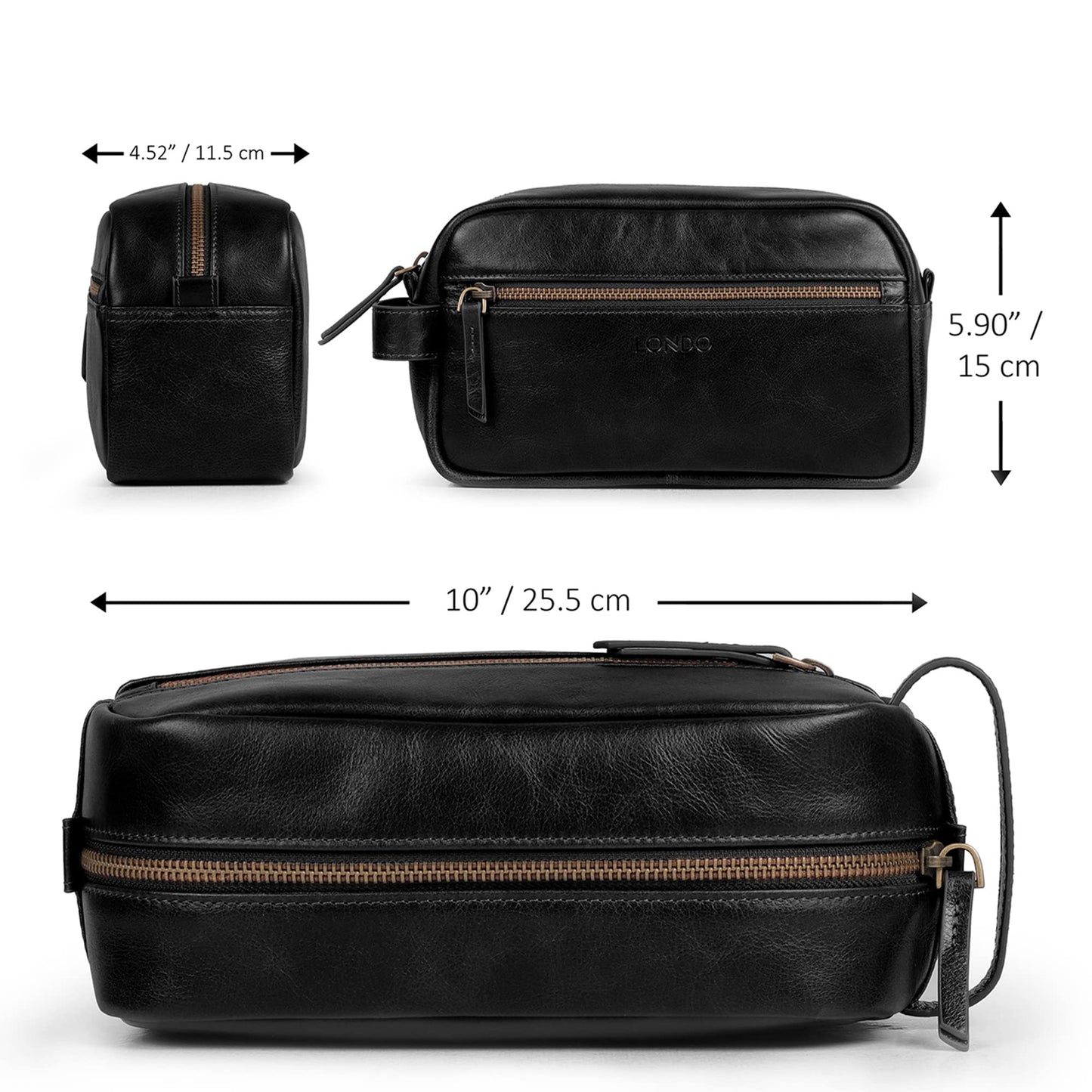 Londo Genuine Leather Travel Toiletry Bag – Makeup, Shaving Organizer, Dopp Kit for Men & Women, Durable & Stylish Travel Accessory
