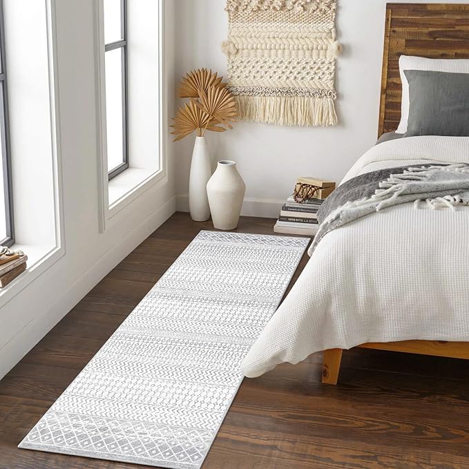 Moroccan Washable Rug Runner, 2x8 Ultra Soft Non-Slip Vintage Kitchen Rugs Runner for Hallway, Washable Laundry Room Rug Distressed Floor Carpet for Entryway Kitchen Bathroom Bedroom