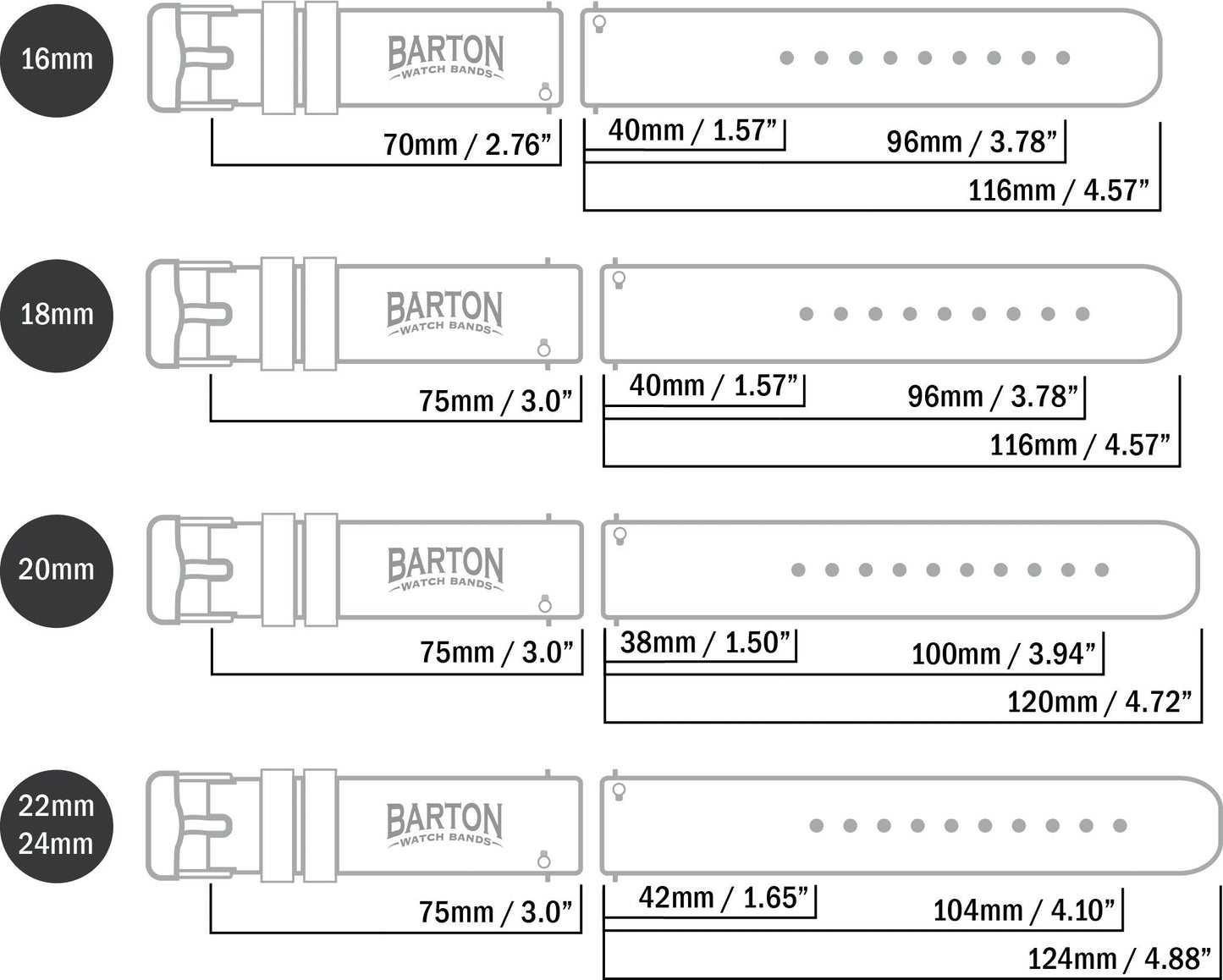 BARTON WATCH BANDS Quick Release Top Grain Leather Watch Band Strap, Black Leather/Orange Stitching (Black Buckle), 20mm