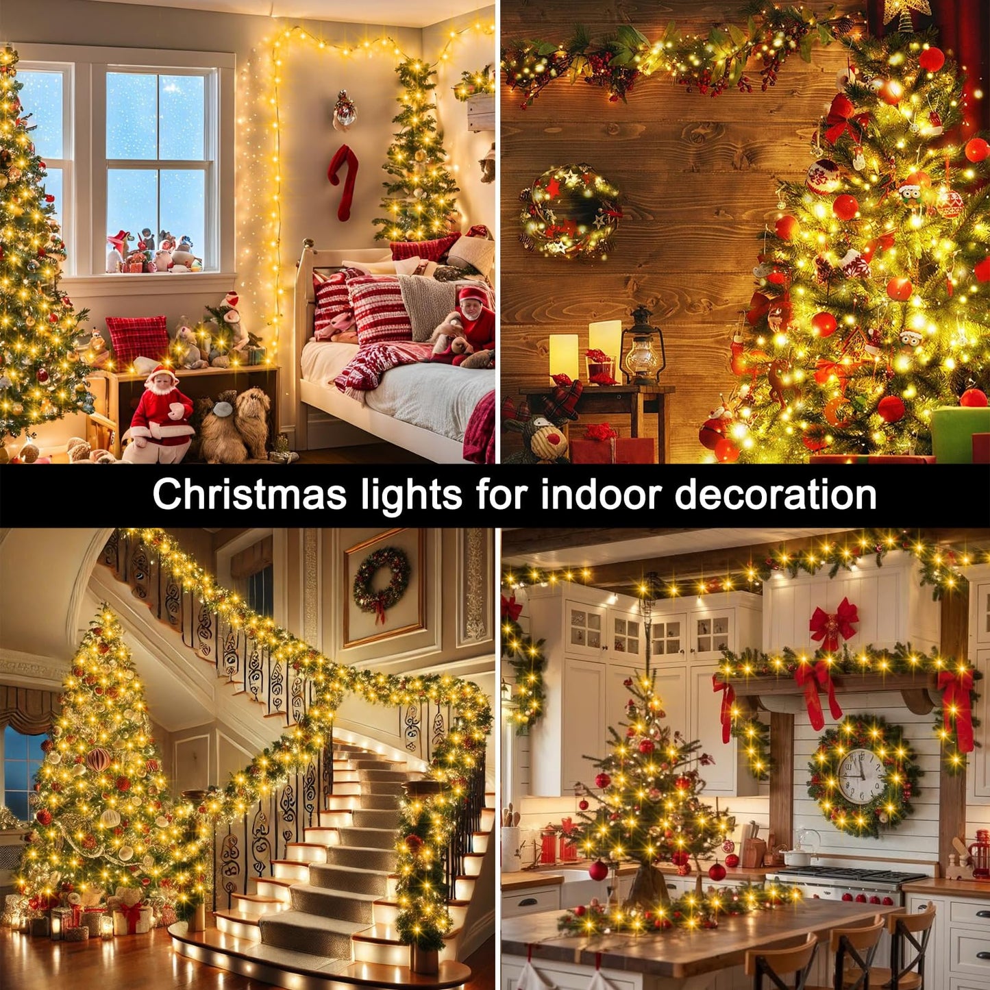 echosari 400 LED Christmas String Lights Connectable, Extra Long 66Ft Outdoor String Lights End-to-end Plug in with Remote Timer for Garden Patio Tree Decor (Warm White)