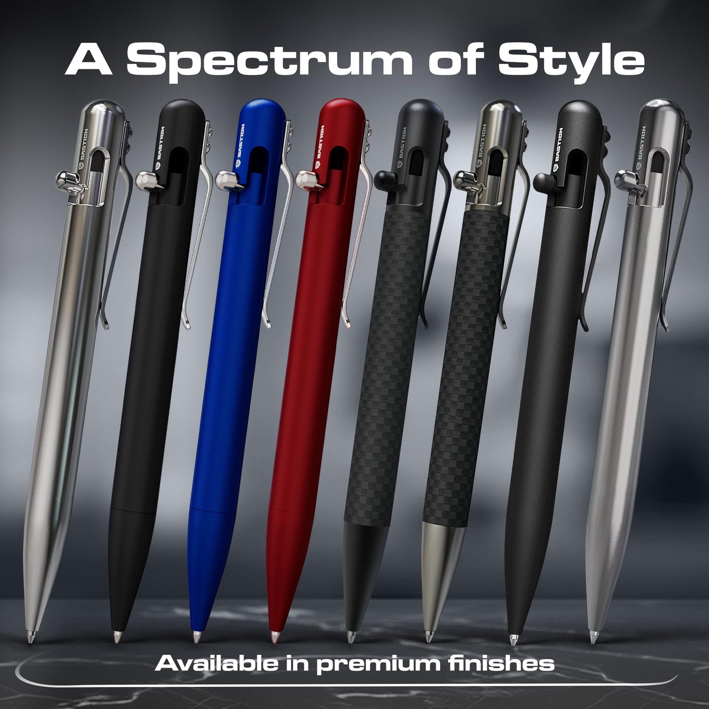 BASTION Luxury Executive Bolt-Action Ballpoint Pen for Men & Women | Ink Refillable Retractable Office Business Writing Pen | Glass Breaker Metal Self-Defense EDC (Stainless Steel)