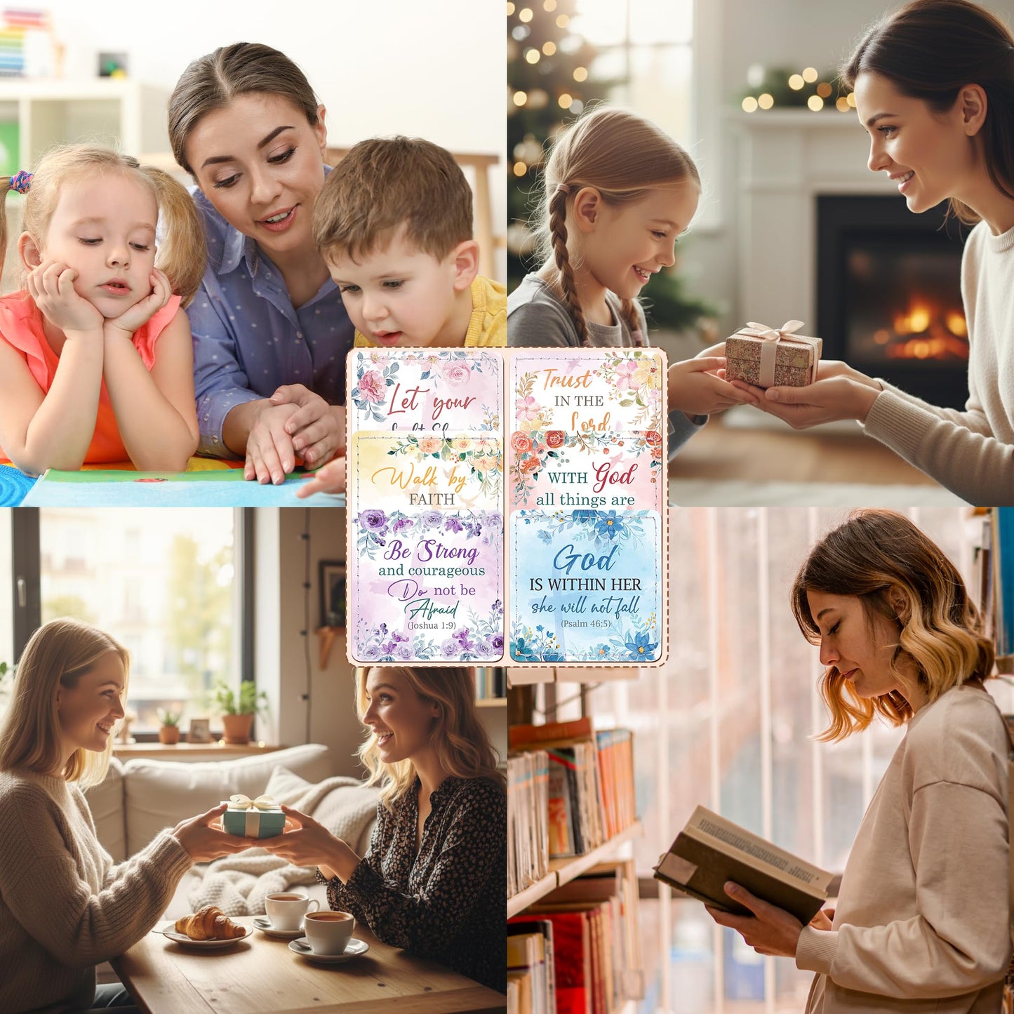 Celavoy Christian Leather Bookmark Gifts - 6 Pcs Bible Verse Cross Corner Bookmarks for Women Book Lover Religious Flower Page Markers Reading Accessories Bookish Gift for Birthday Christmas Church