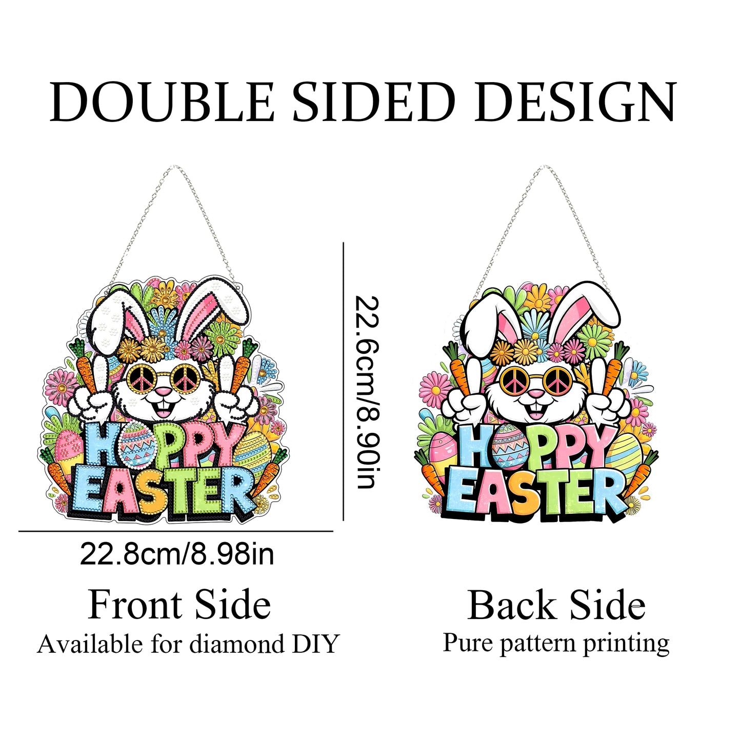 Diamond Art Hanging Kit for Adult,Special Shaped Rhinestone,DIY Acrylic Diamond Art Painting Window Pendants Home Garden Wall Hanging Kits Hanging Ornament,Double Sided. (Happy Easter)