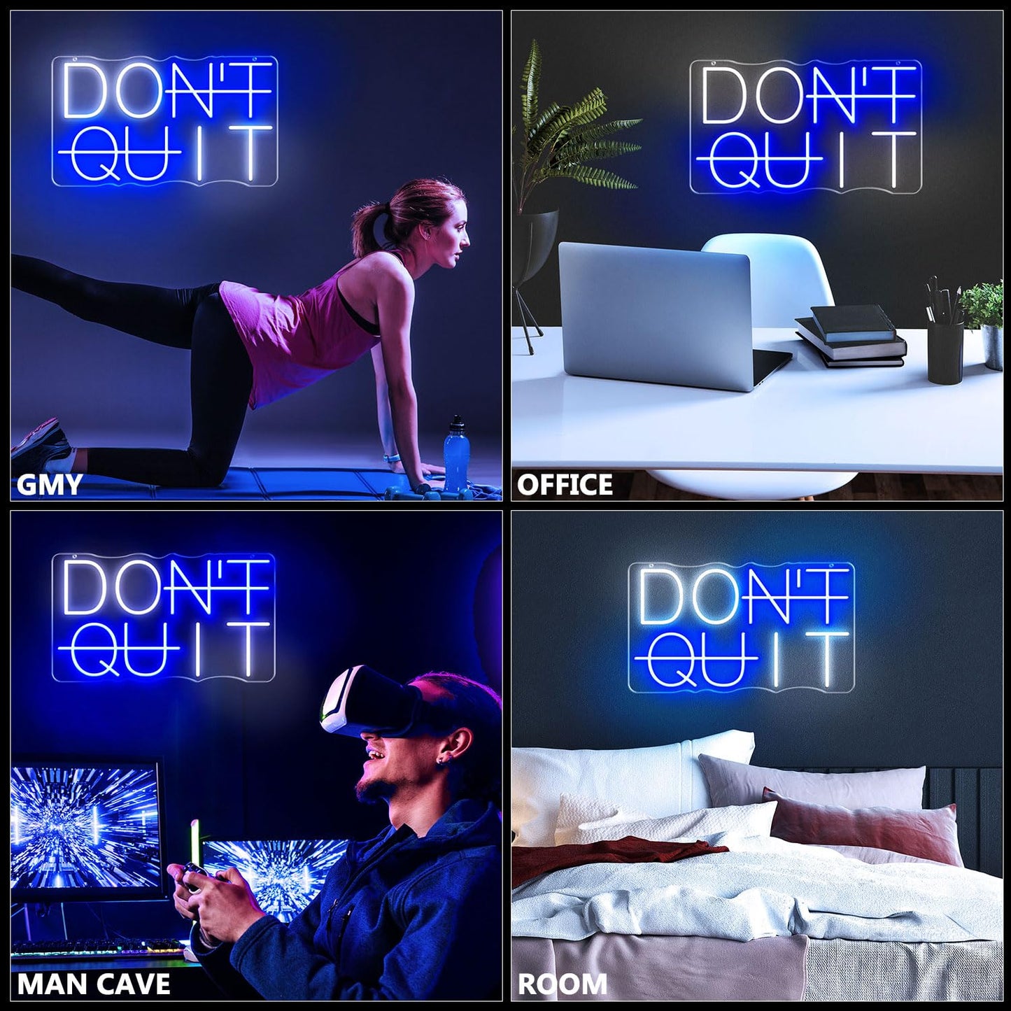 HAJAE Dimmable Don't Quit Neon Sign for Wall Decor, USB LED Light for Home Gym Bedroom Man Cave Office, DO IT Inspirational Gamer Room Decorations