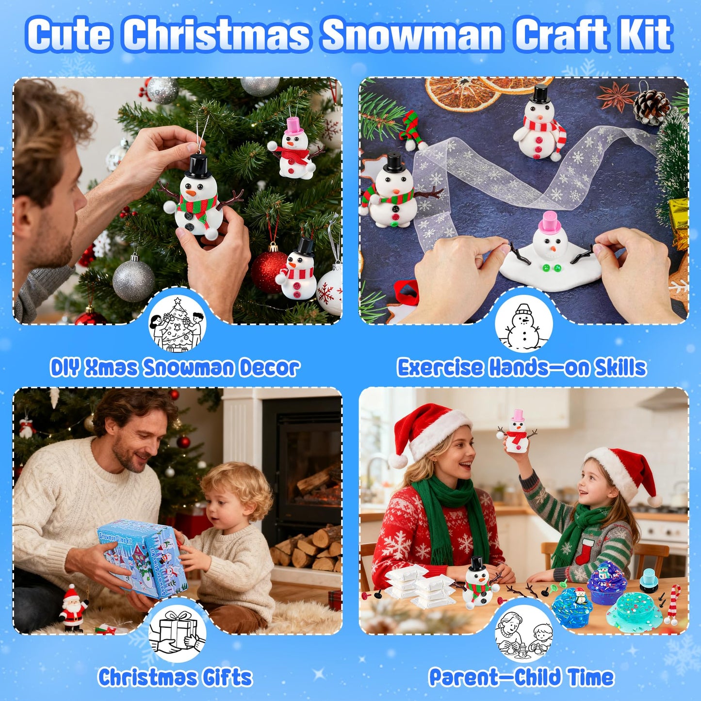 6 Pack Slime Stocking Stuffers, Stocking Stuffers for Kids,Christmas Crafts, Kids Crafts Snowman DIY Kit,Crafts Xmas Gift