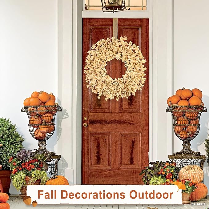 26 Inch Fall Wreaths for Front Door Outside,Realistic Autumn Wreath Outdoor,Large Halloween Thanksgiving Artificial Flowers Wreath,Fall Decorations for Home Front Porch Yard Window Farmhouse Decor