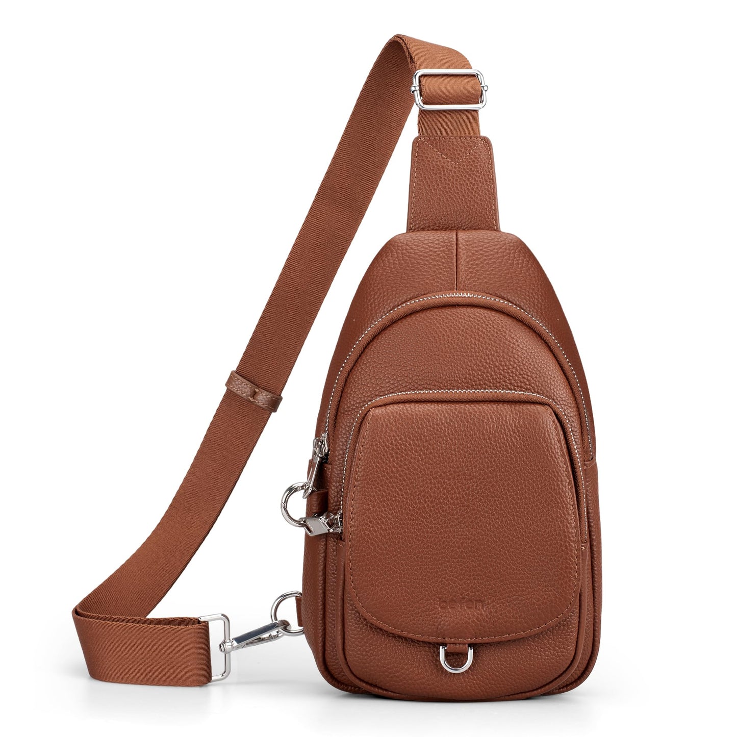 befen Genuine Leather Sling Bag for Women Anti Theft Crossbody Bag RFID Blocking Sling Crossbody Bag for Travel with Card Slots and Adjuatable Wipe Strap Soft Small Crossbody Purse for Daily Brown