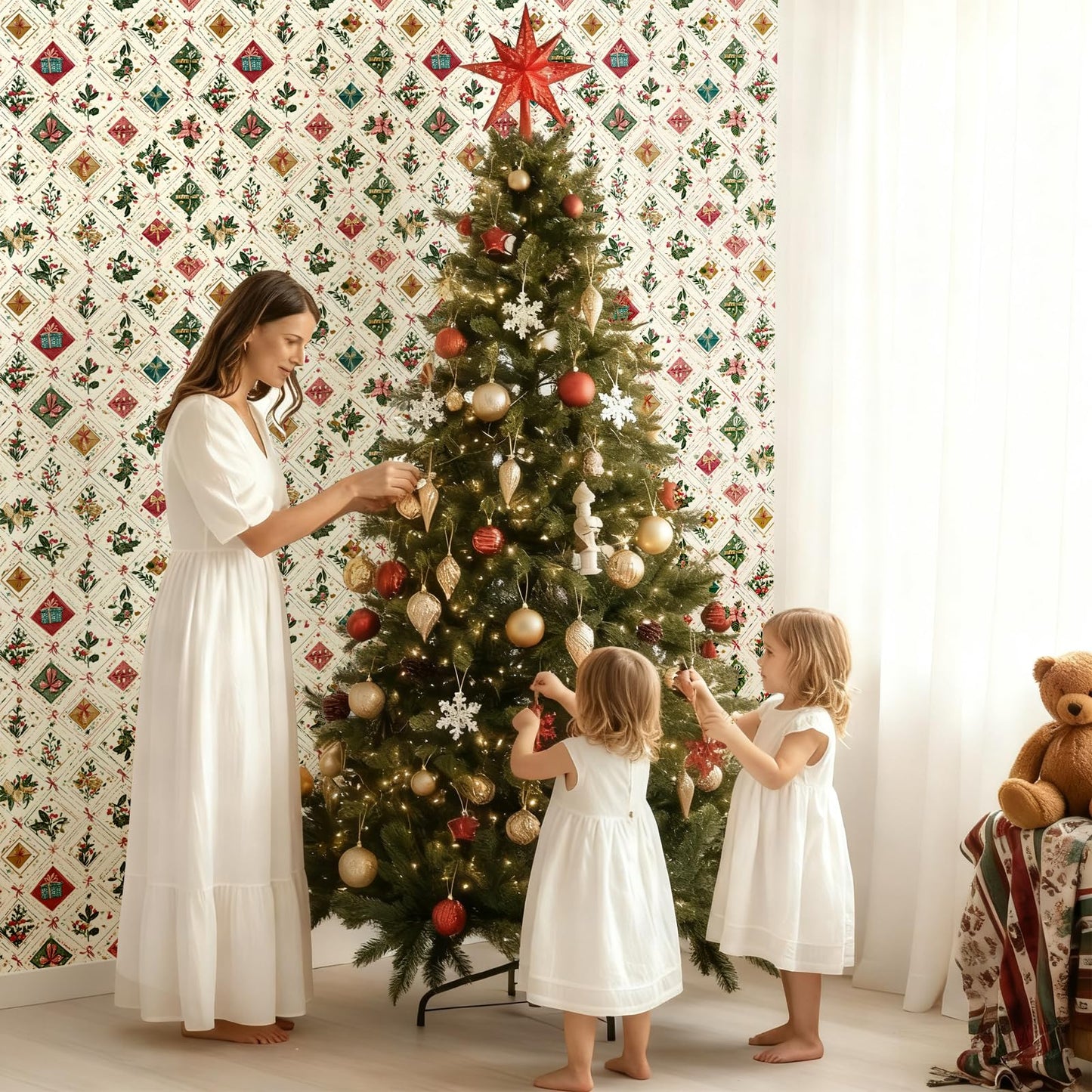 Kitico Peel and Stick Wallpaper – Self Adhesive Wall Paper for Walls, Waterproof Removable Contact Paper Roll for Everyday Home Décor & Christmas Gift Wrap Roll 17.3"x196.8"