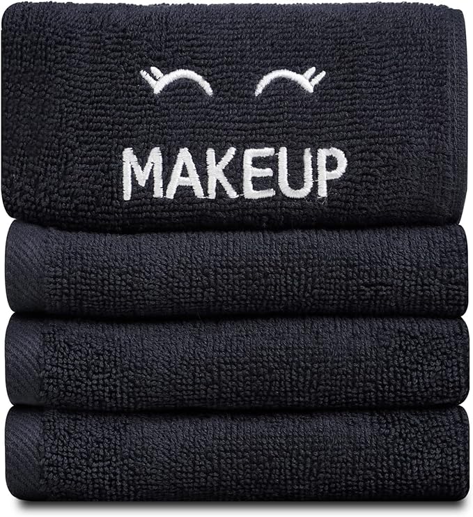 White Classic Bleach Safe Black Makeup Washcloths