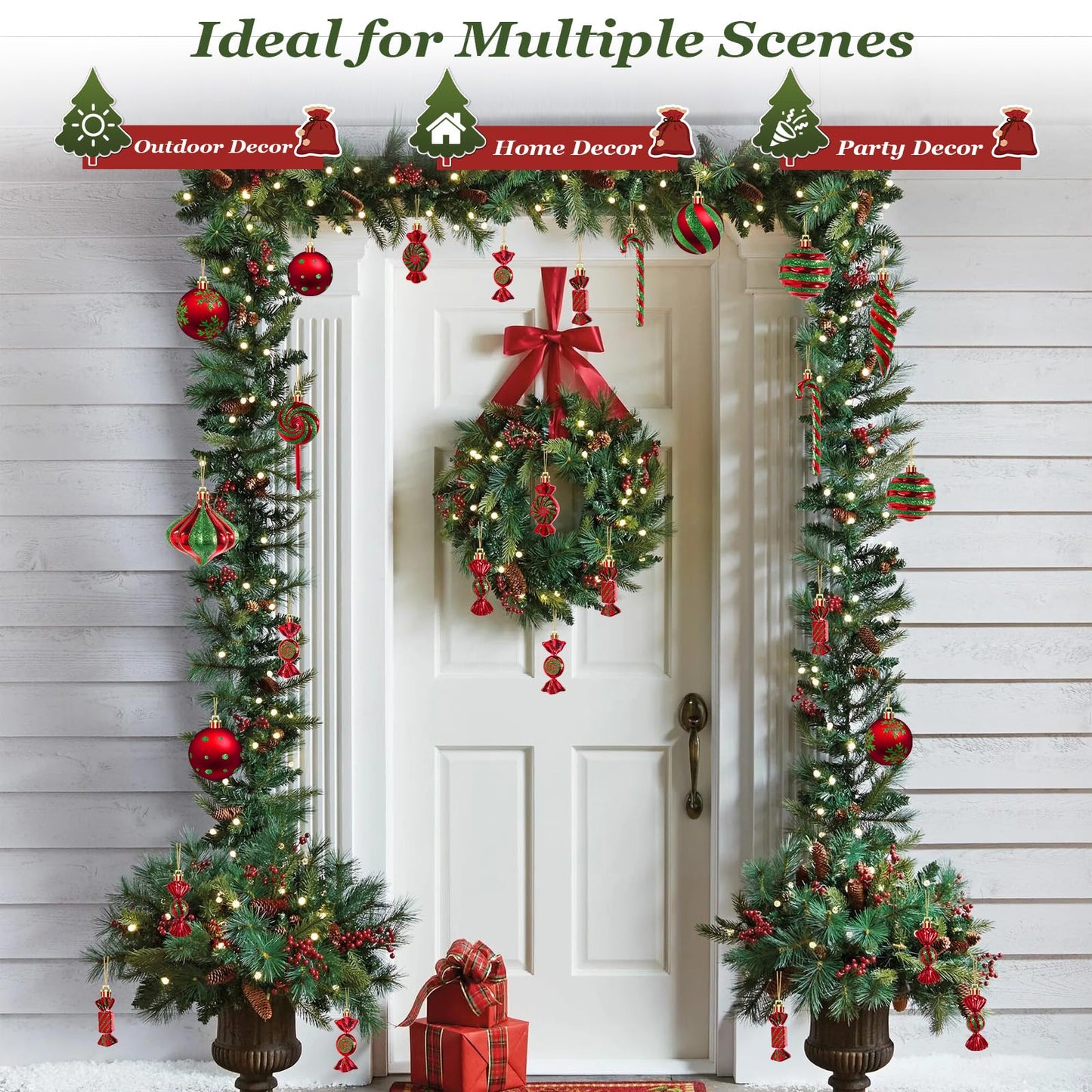 50PCS Christmas Ball Ornaments Candy Lollipop Set, Xmas Decoration Hanging Gloss Candy Canes Ball Pendants - Green Candy