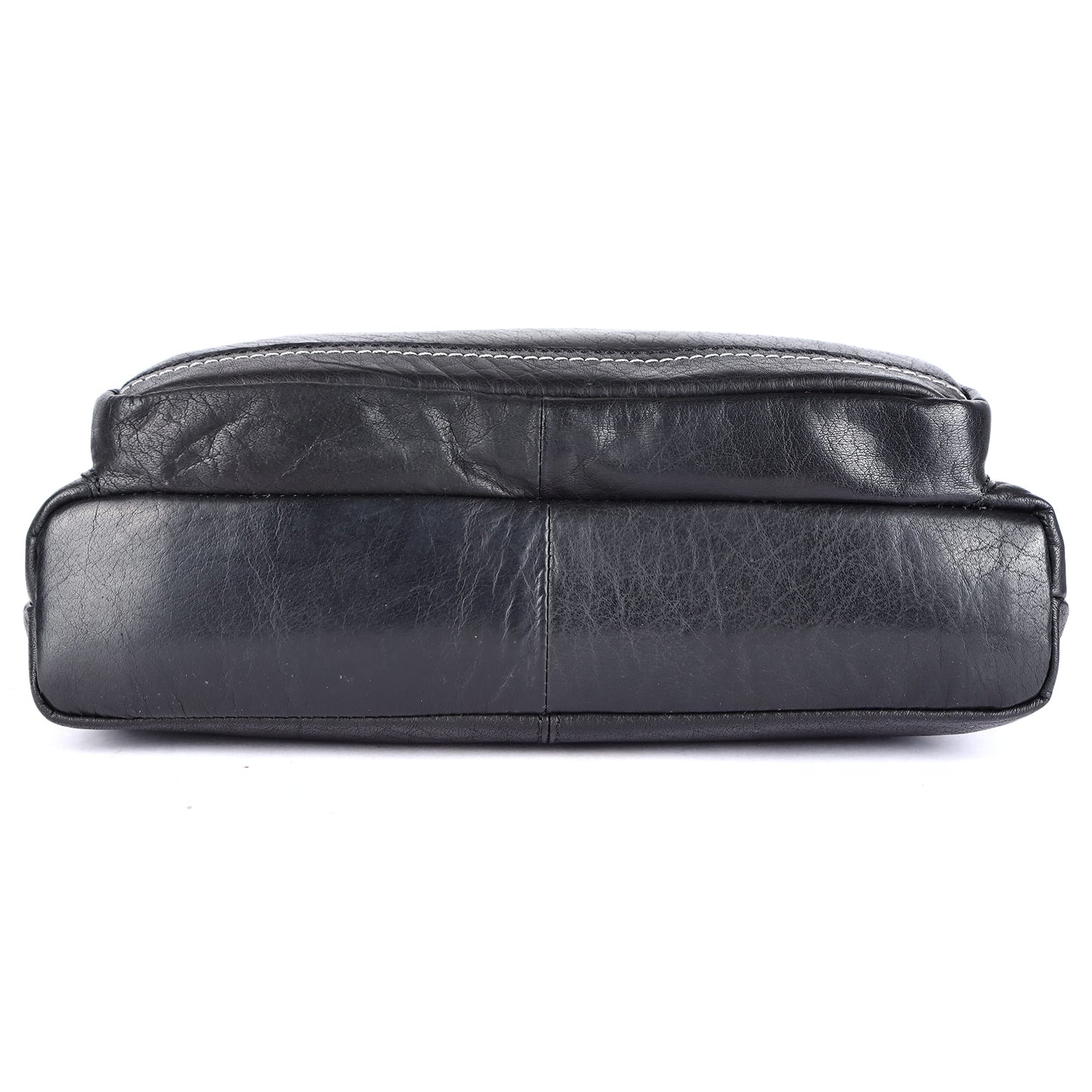 LEDERBUCK Olga Women's Extra-Large Genuine Leather Crossbody Purse – Soft Triple-Zip Shoulder Bag (Black)