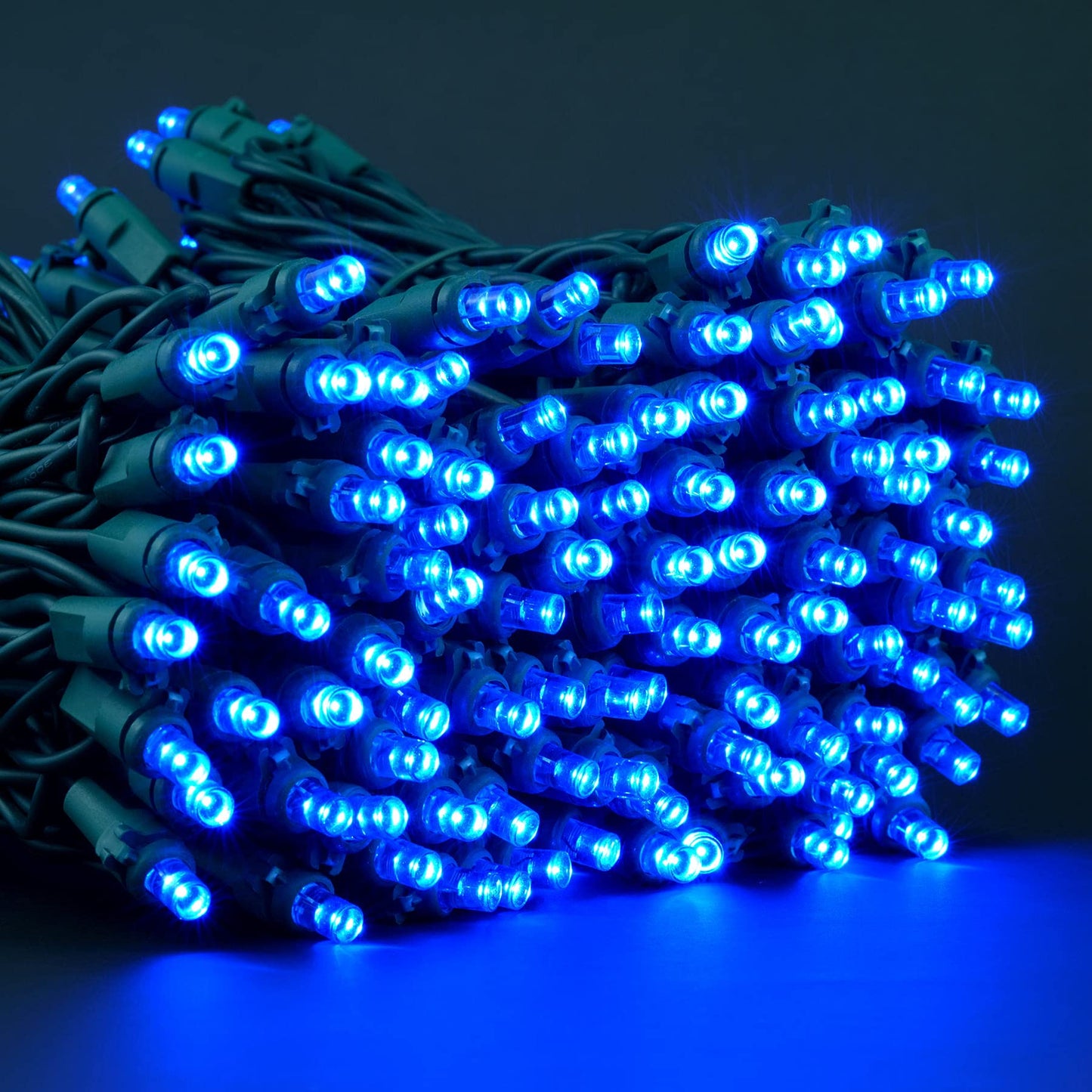 YULETIME 200 Blue Christmas String Lights, 2-Set 25 ft 100 Wide Angle LED