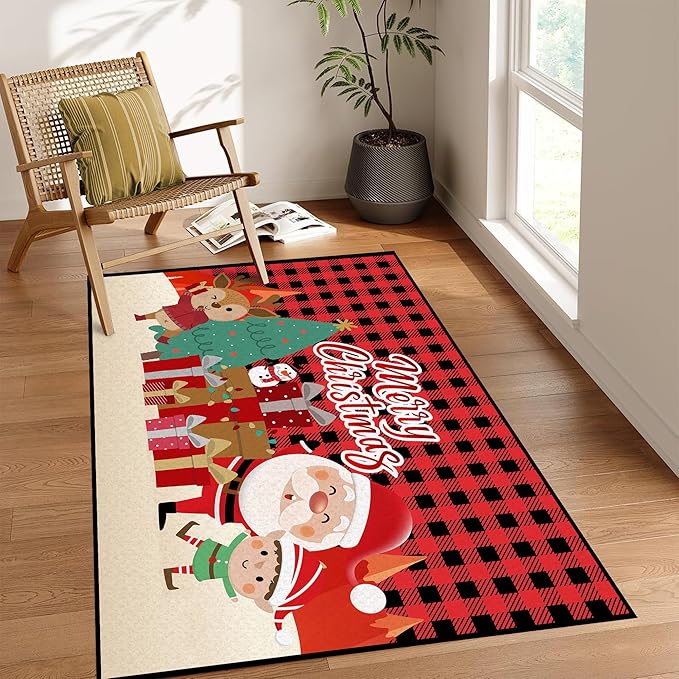 2' X 3' Merry Christmas Rug,Christmas Trees Decorative Indoor Bedroom Xmas Winter Welcome Door Mat Anti-Slip Rubber Area Rug for Seasonal Holiday Decoration,23.6" X 35.4"