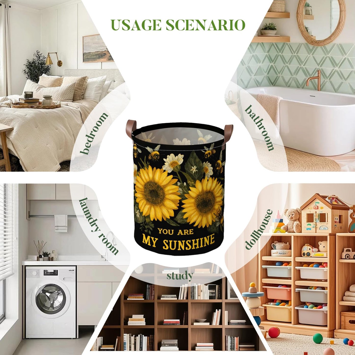 Cmialusie Sunflower Bee Laundry Hamper, You Are My Sunshine Basket