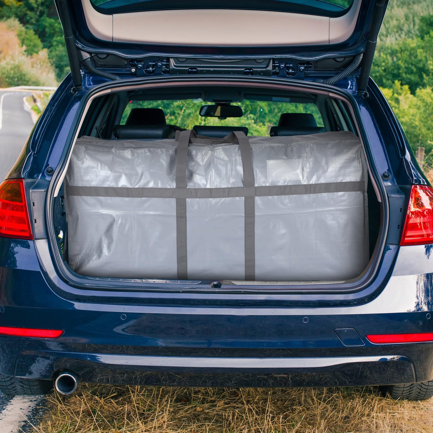 Clysee 4 Pcs 66 Gallon Extra Large Moving Bags Heavy Duty Storage Bag with Strong Zipper Handle Foldable XXL Jumbo Storage Tote Packing Moving Box for College Dorm Travel Cloth Duffle (Silver)