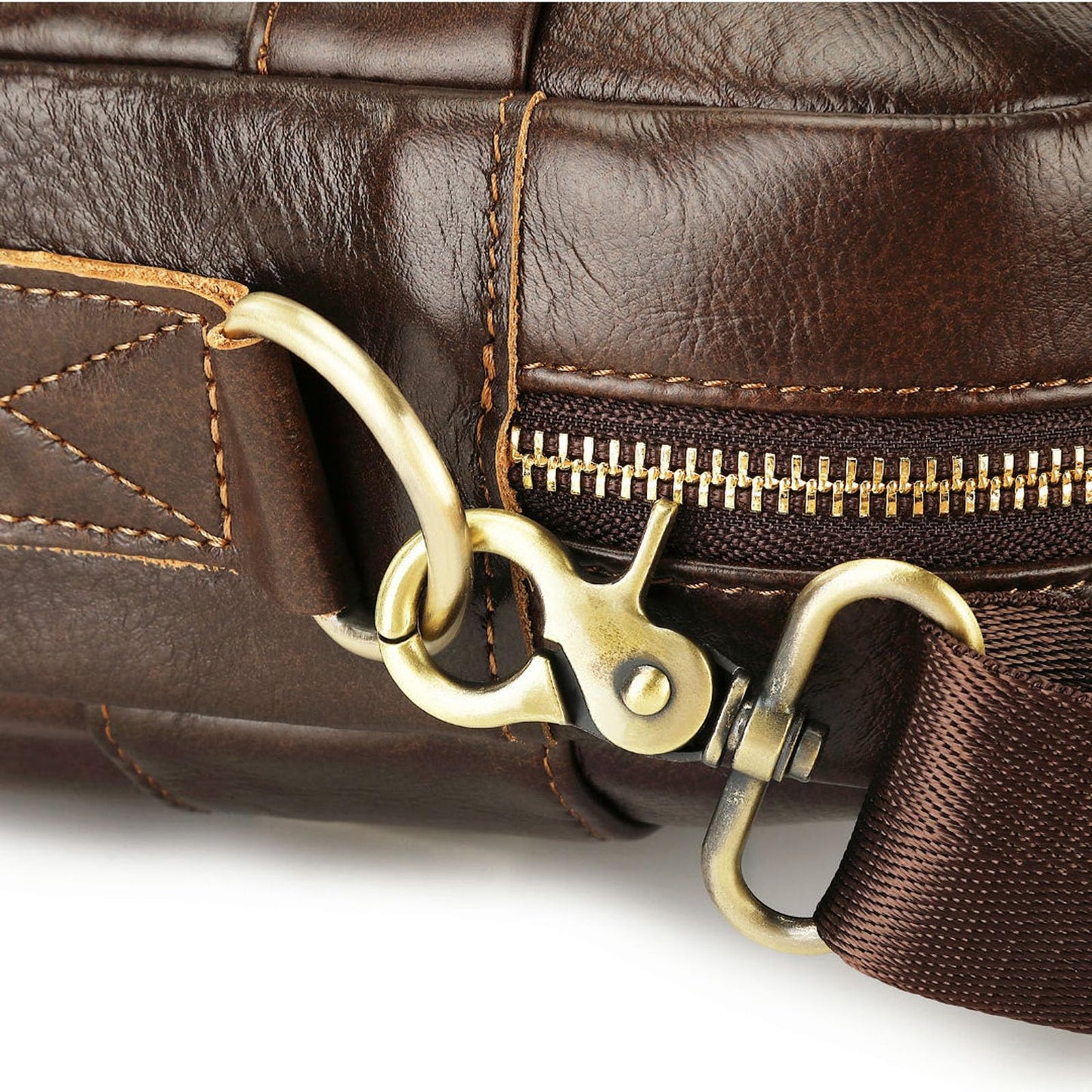 Messenger Bag for Men 15.6" Vintage Leather Waterproof Laptop Briefcase Computer Laptop Bag Shoulder Bag for Office Business (Brown)