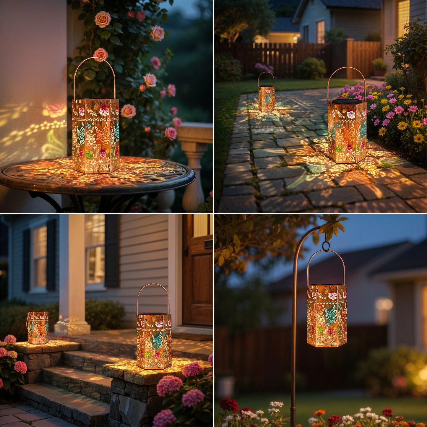 Singingarden Butterfly Solar Lights Outdoor - Solar Lanterns Outdoor Waterproof Decorative Metal Lantern for Garden, Patio, Pathway(1 Pack)