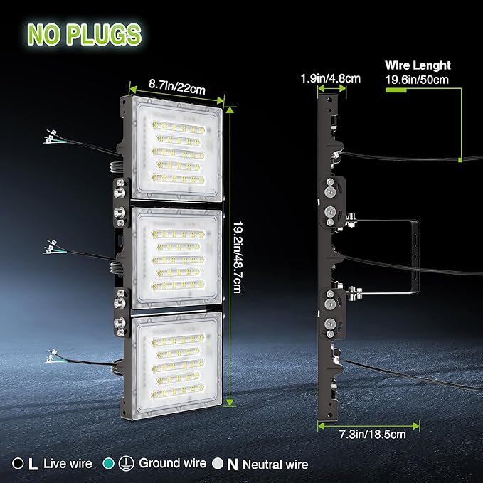 STASUN 300W LED Flood Light, Mini Series Outdoor Floodlight, 30000LM 6000K Daylight White, IP66 Waterproof, 3 Adjustable Heads, Exterior Flood Lights for Backyard, Driveway, Garage, Patio, Barn