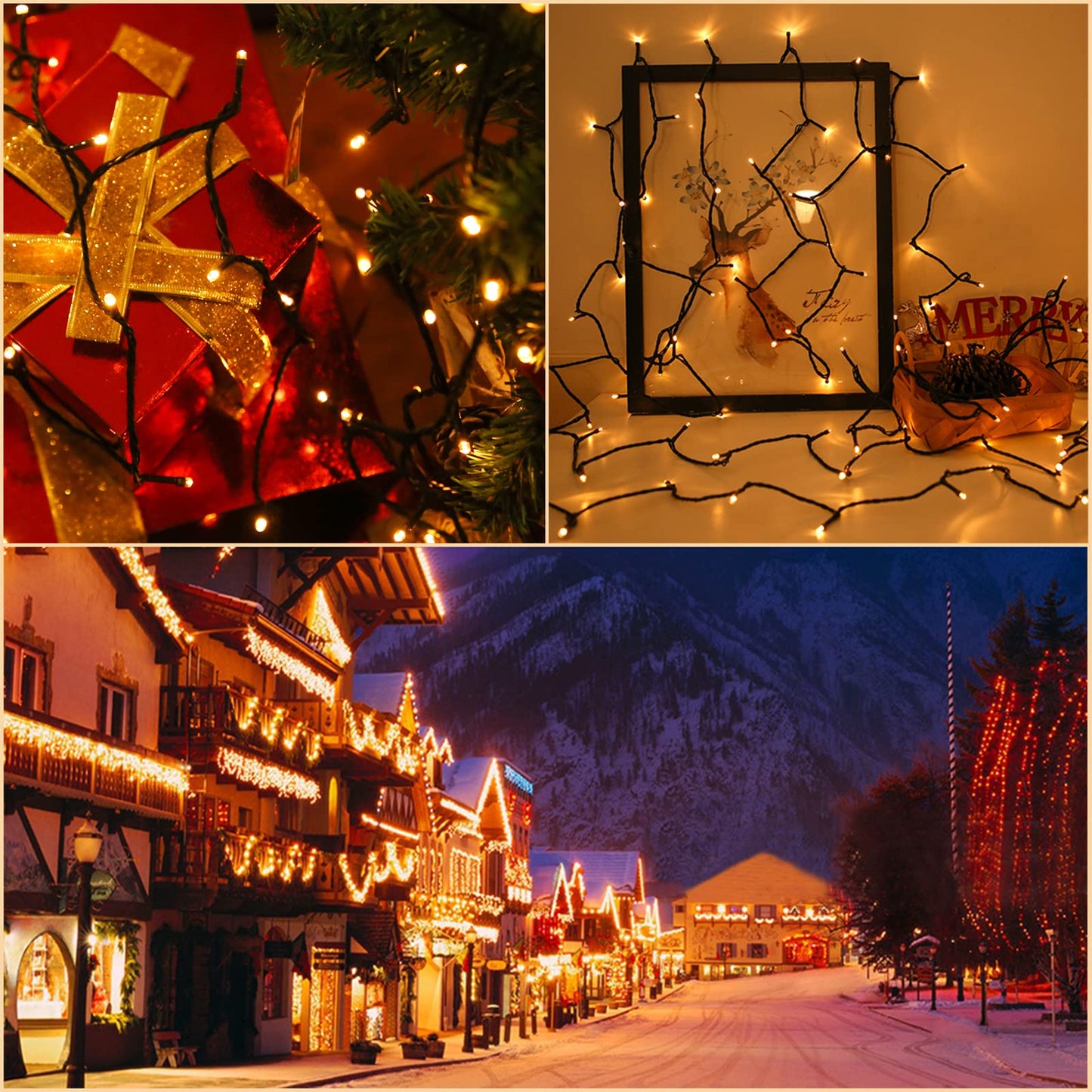 YAOZHOU Solar Christmas String Lights Outdoor Warm White 2 Pack, Total 400LED 151ft Fairy Lights with 8 Modes IP44 Waterproof Christmas Lights for Tree Garden Patio Wedding Party Yard
