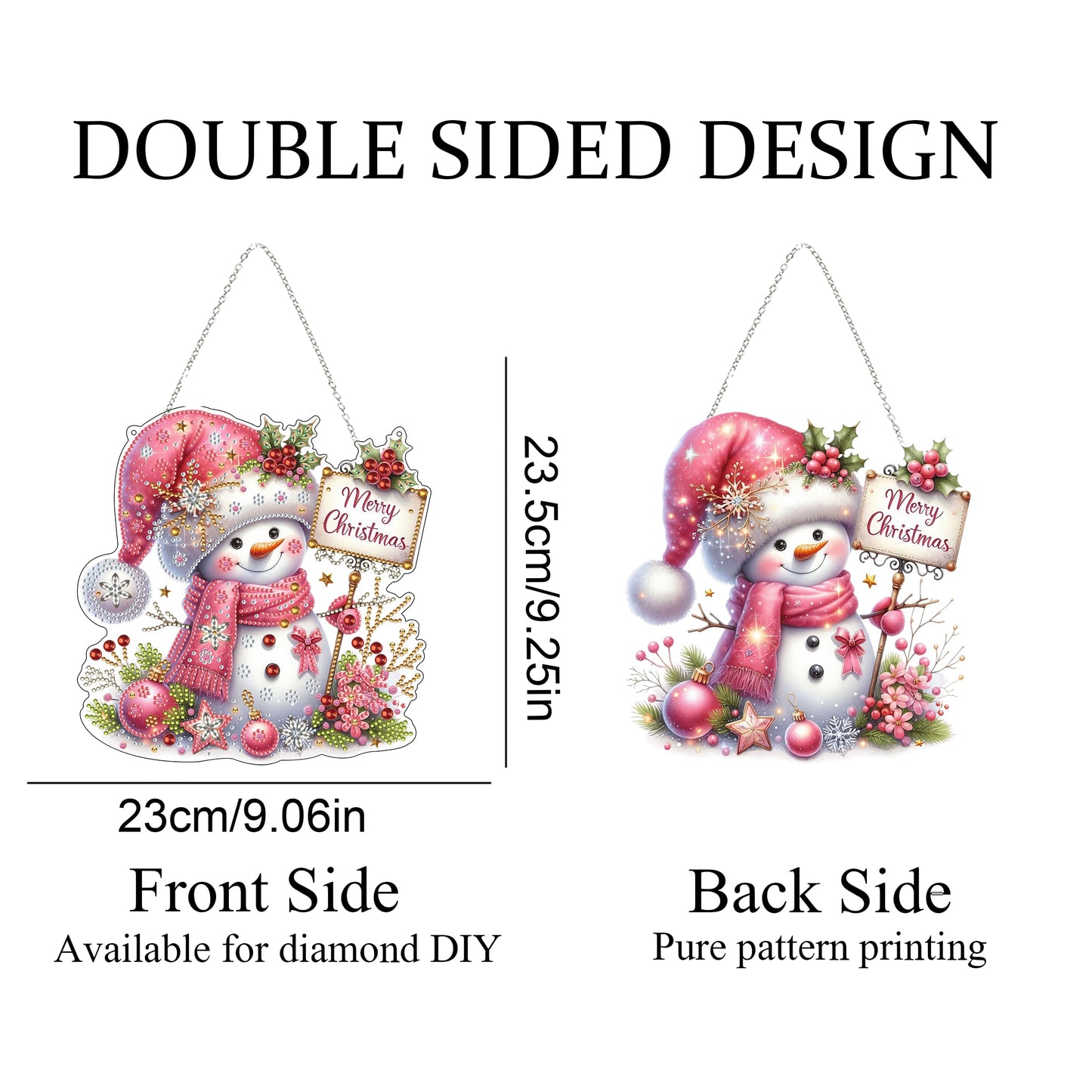 Diamond Art Hanging Kit for Adult,Special Shaped Rhinestone,DIY Acrylic Diamond Art Painting Window Pendants Home Garden Wall Hanging Kits Hanging Ornament,Double Sided. (Christmas Snowman-2)