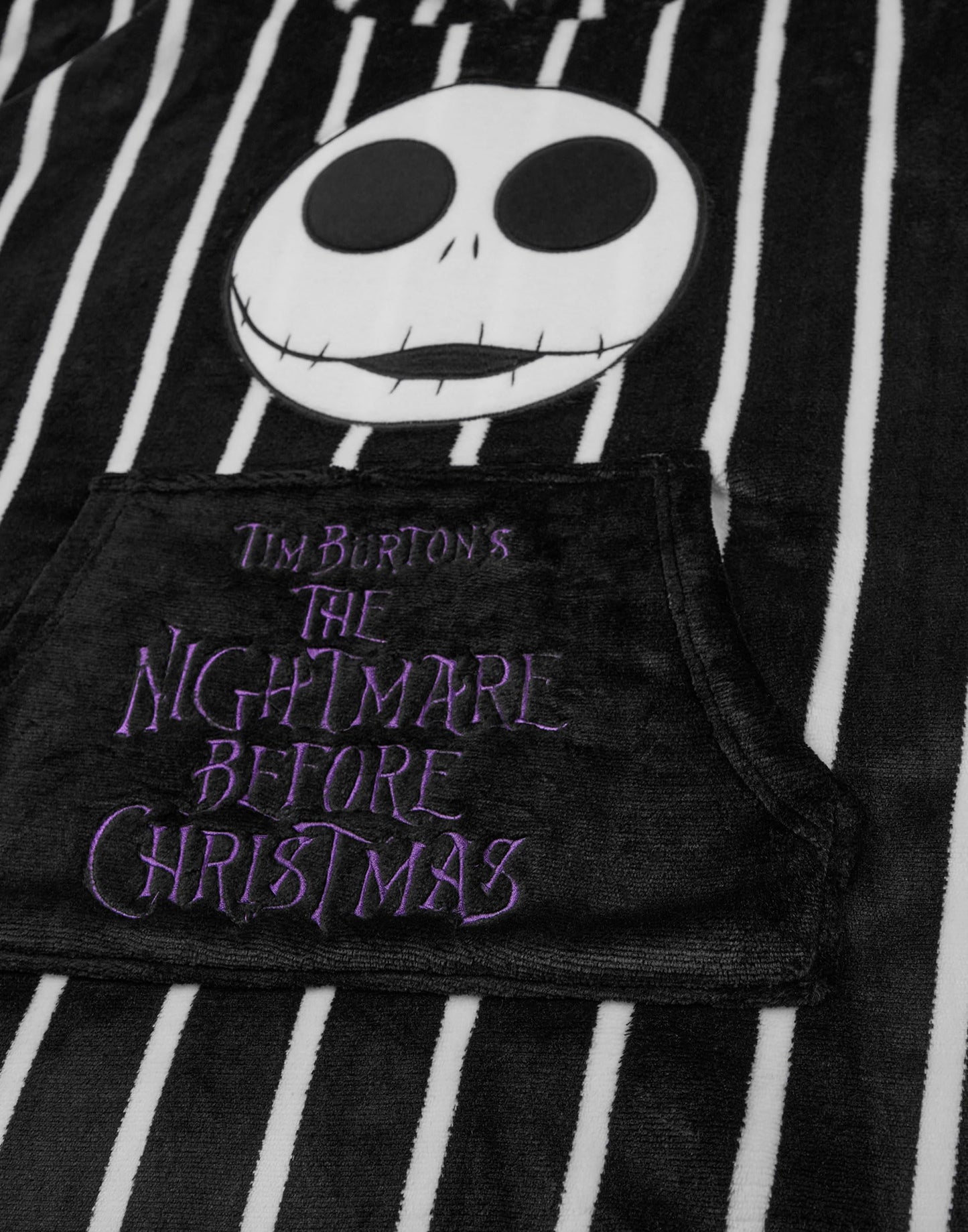 Disney The Nightmare Before Christmas Kids Wearable Blanket Hoodie | Childrens Black NMBC Striped Hooded Pullover